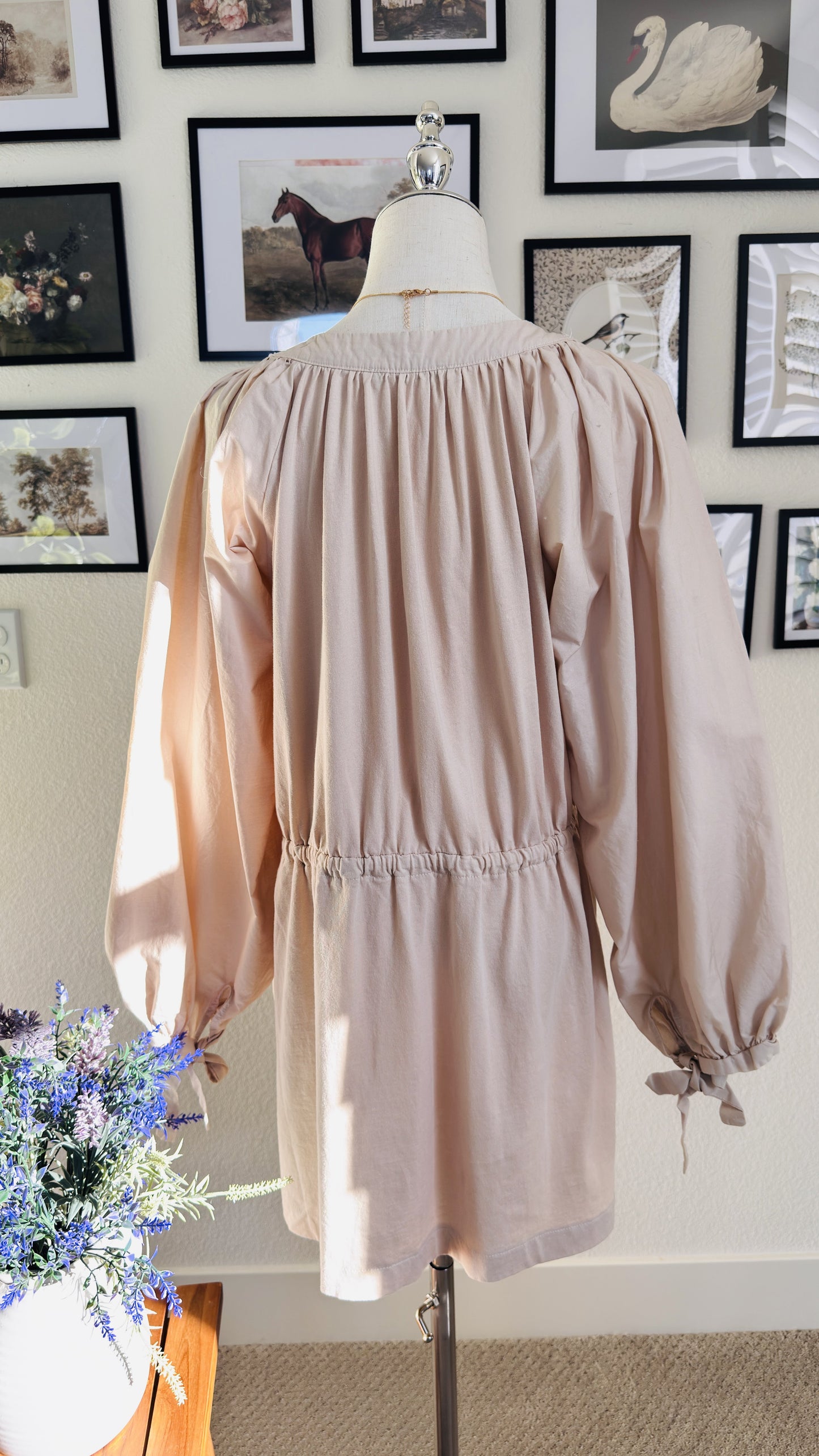 Zara Cotton Balloon Sleeve Mini Dress - Size S