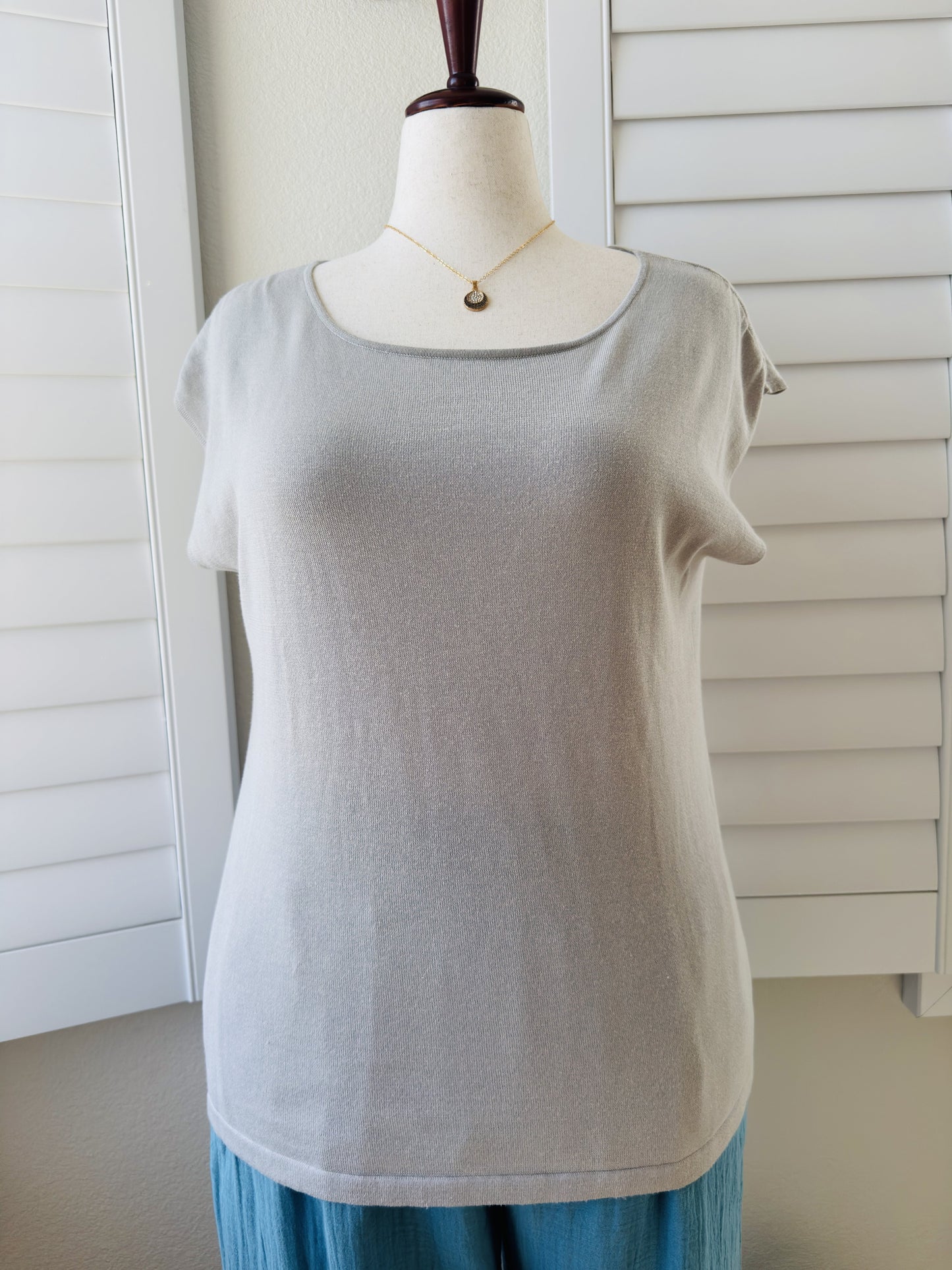 Chico's Pima Cotton Cap Sleeve Knit Top Grey Size 3