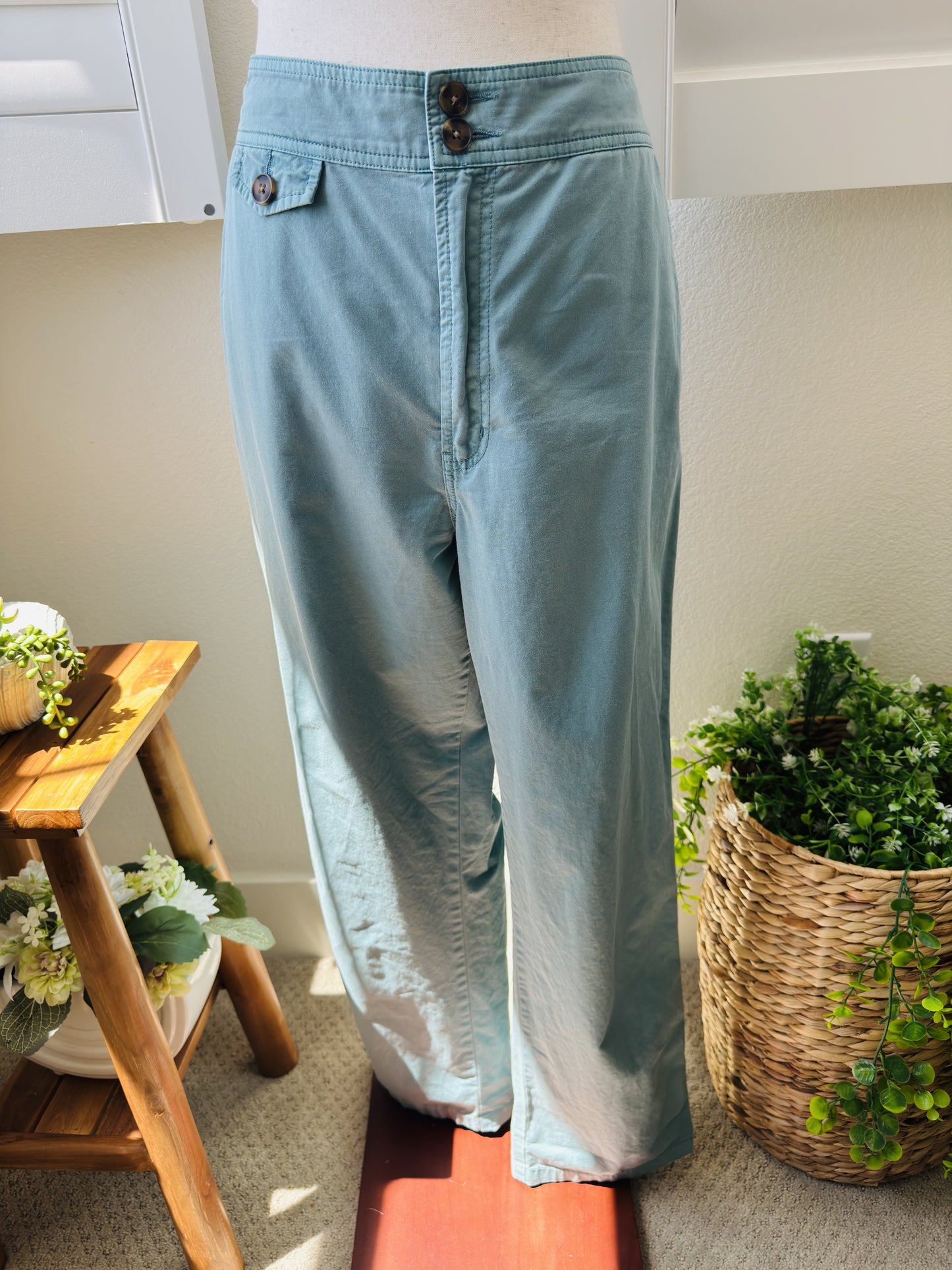 Sundance Teal Cotton Straight Leg Pants Size 12