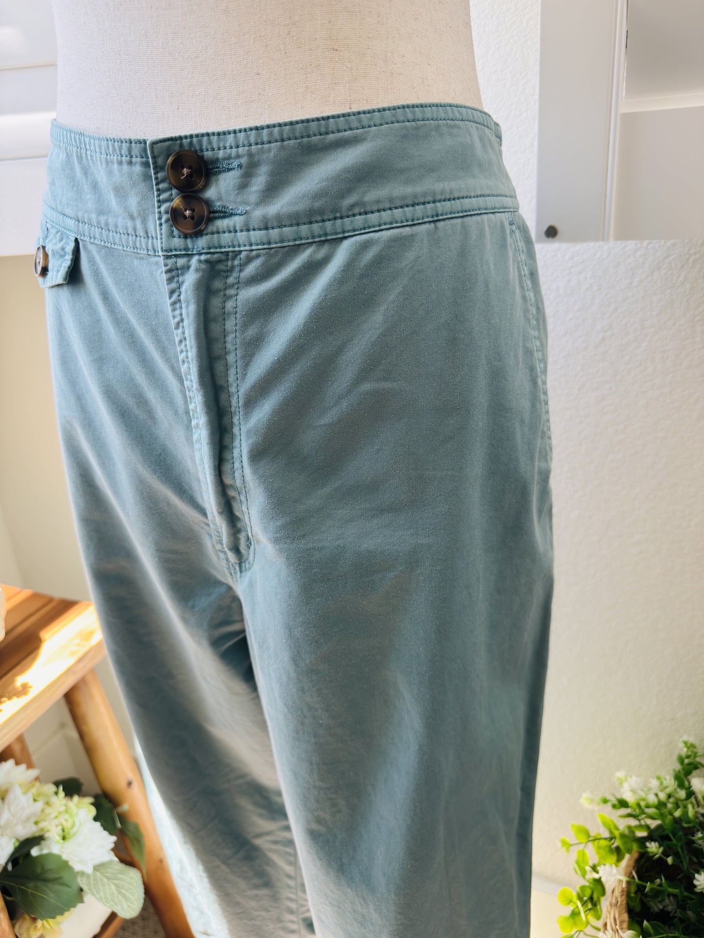 Sundance Teal Cotton Straight Leg Pants Size 12