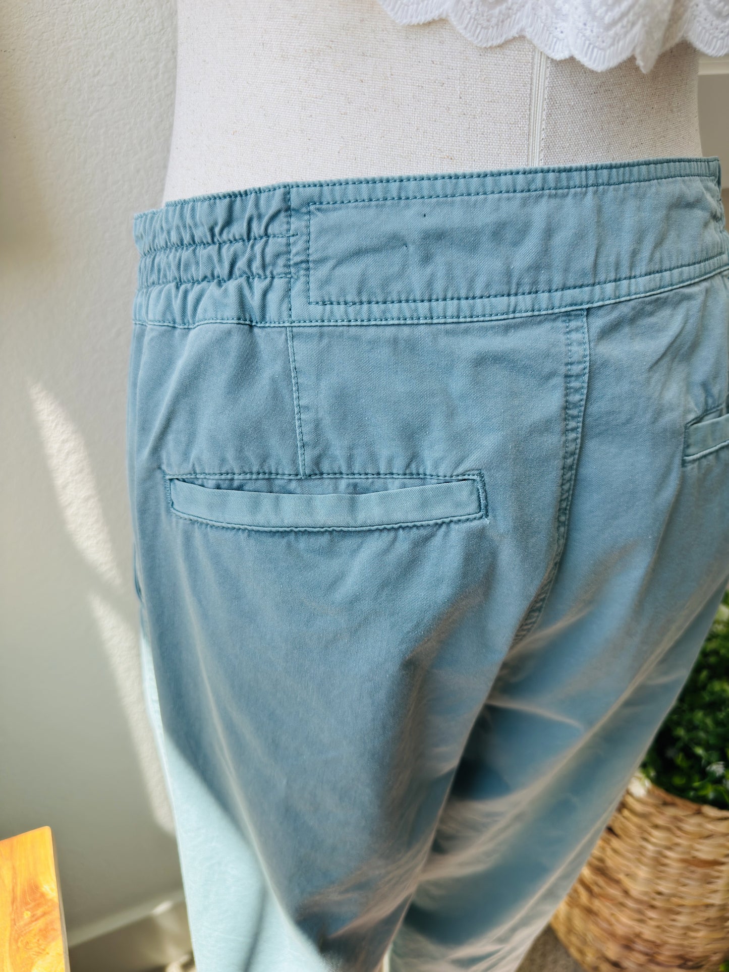 Sundance Teal Cotton Straight Leg Pants Size 12