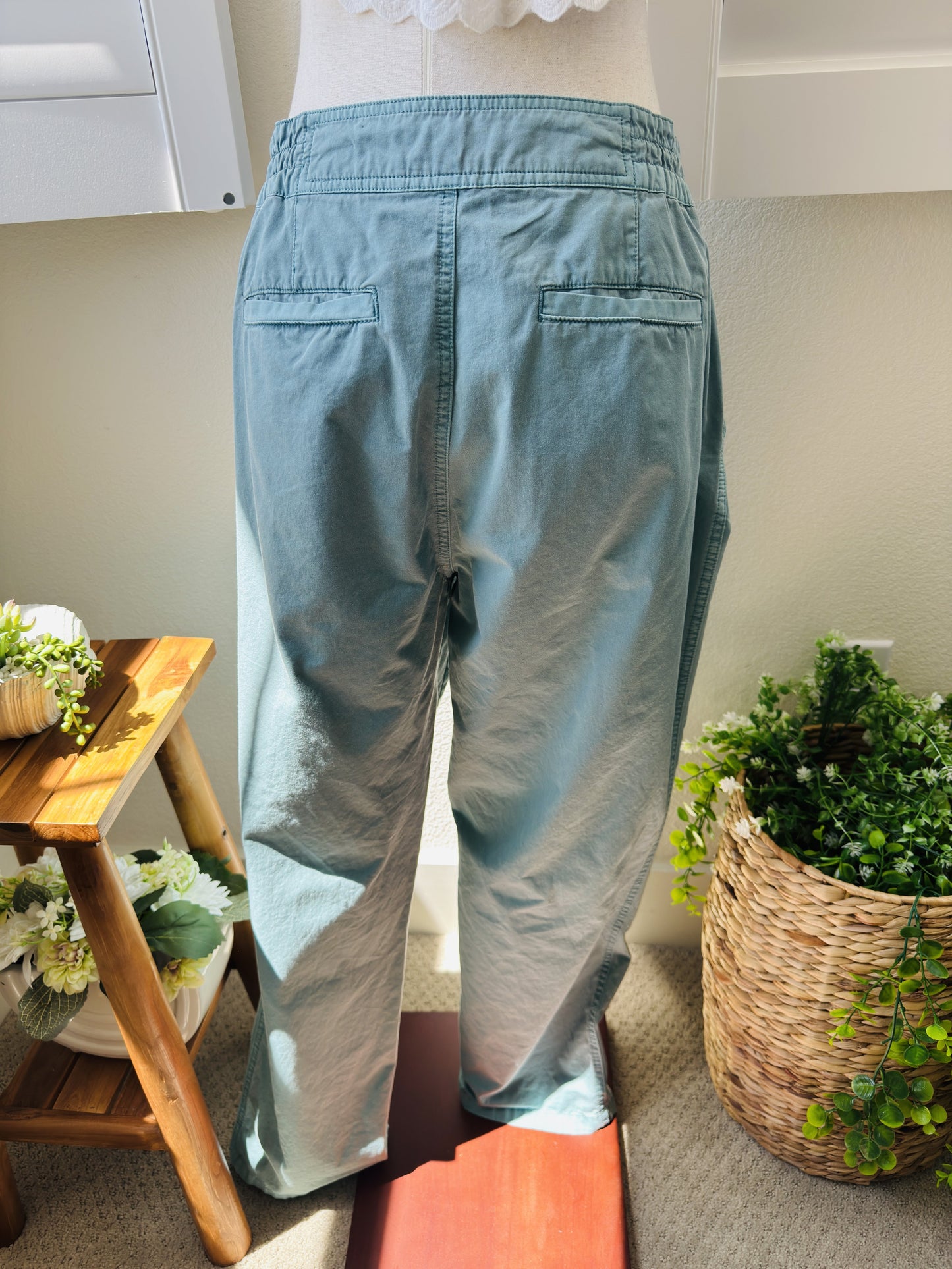 Sundance Teal Cotton Straight Leg Pants Size 12