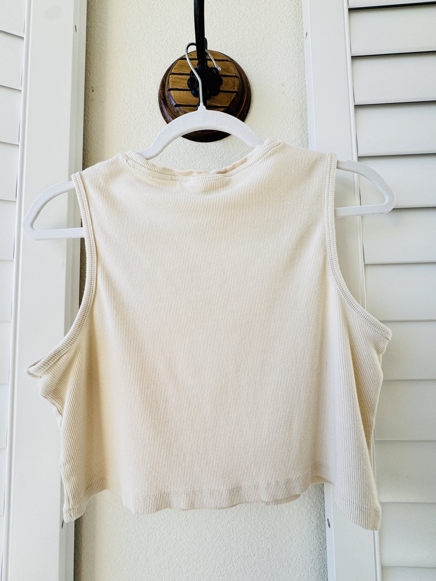 Bombay & Paisley Cream Ribbed Sleeveless Crop Top - Size L