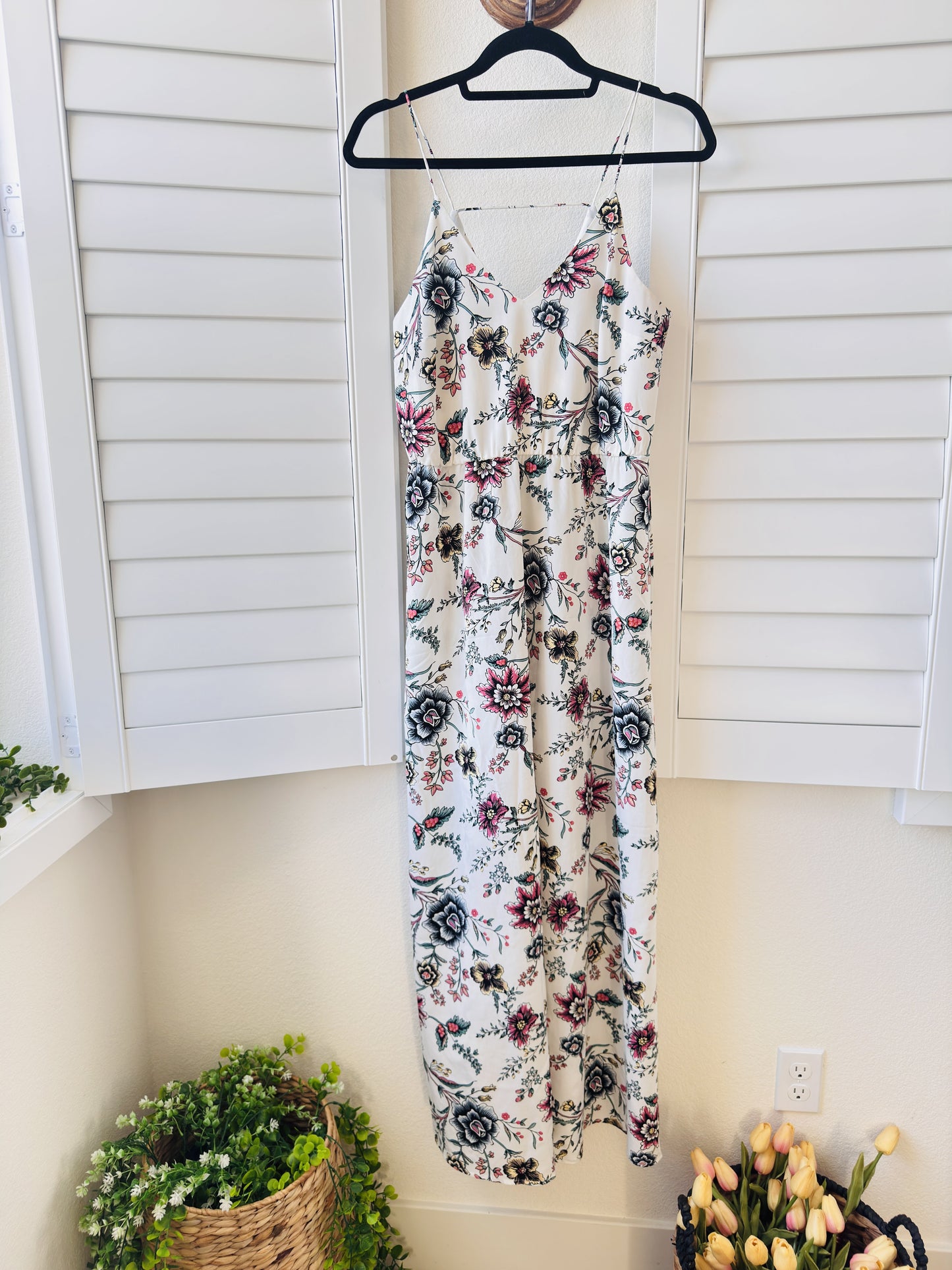 LOFT Floral Spaghetti Strap Wide-Leg Jumpsuit - Size 6