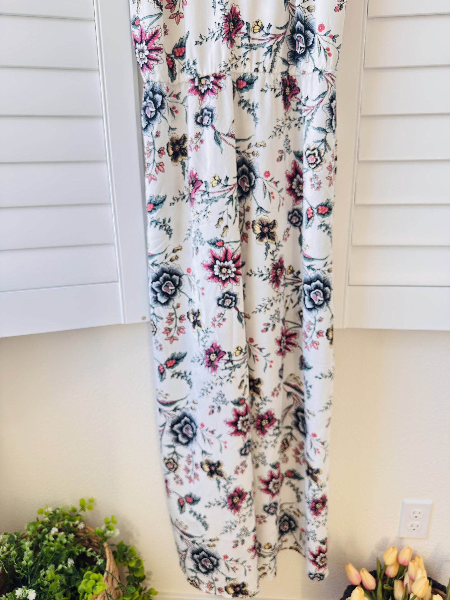 LOFT Floral Spaghetti Strap Wide-Leg Jumpsuit - Size 6