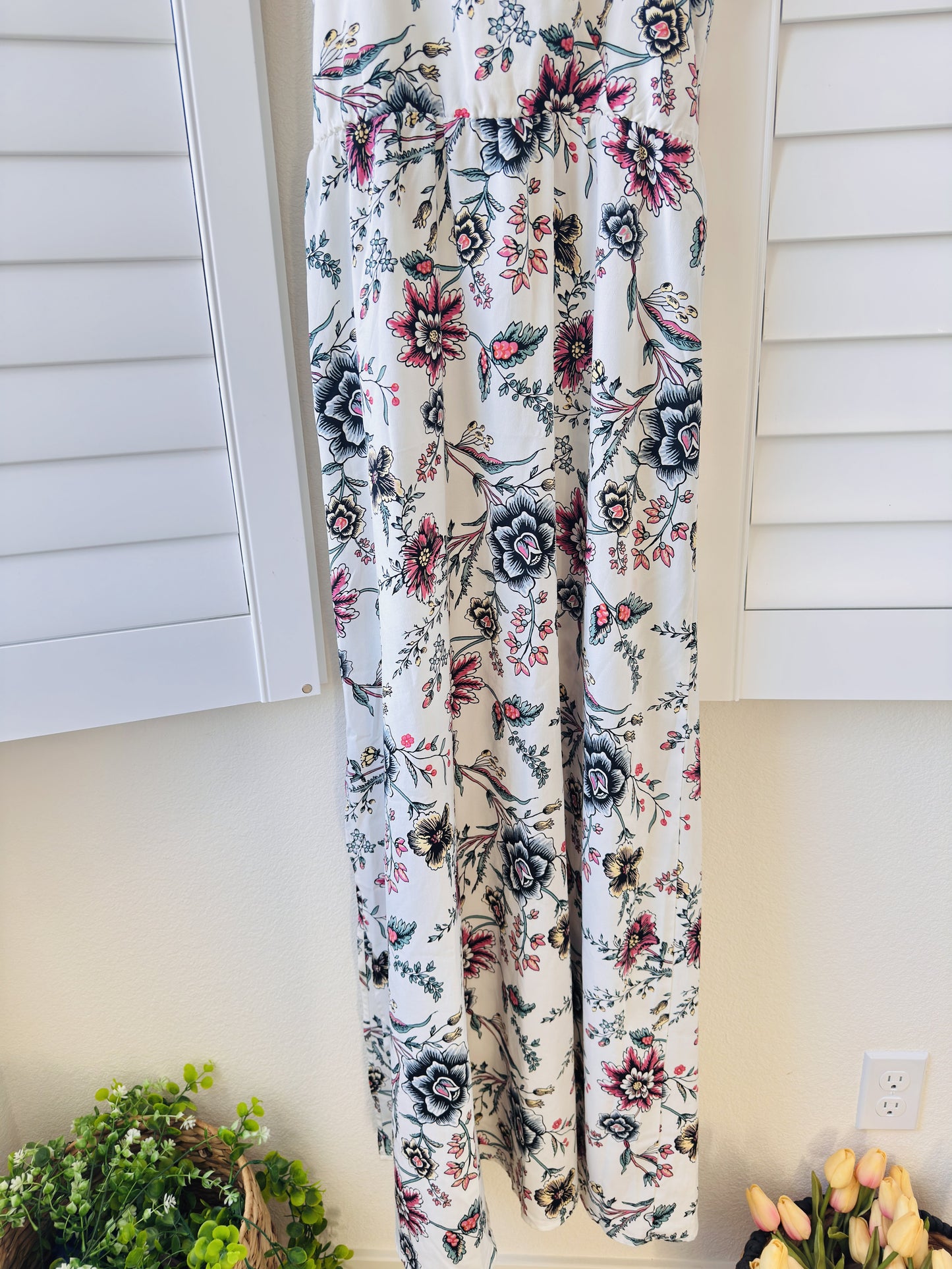 LOFT Floral Spaghetti Strap Wide-Leg Jumpsuit - Size 6