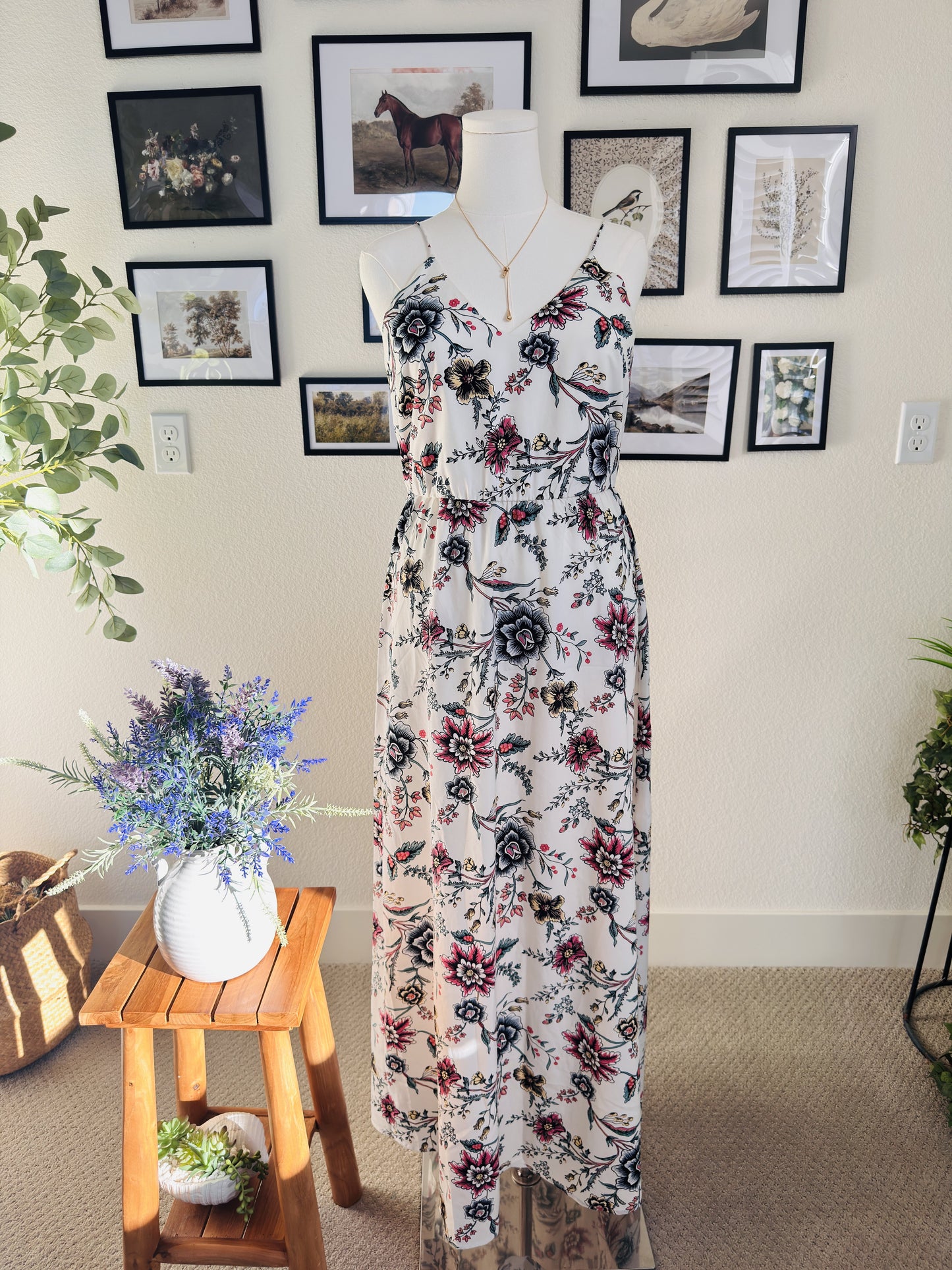 LOFT Floral Spaghetti Strap Wide-Leg Jumpsuit - Size 6