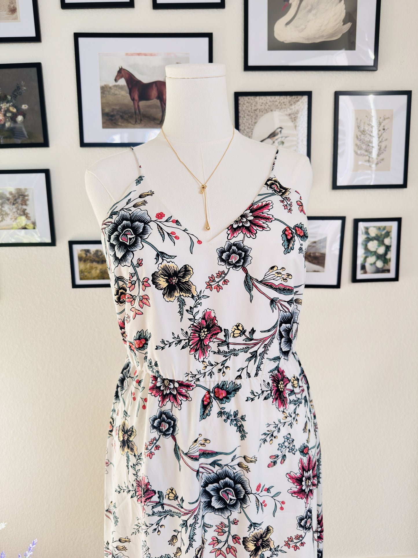 LOFT Floral Spaghetti Strap Wide-Leg Jumpsuit - Size 6