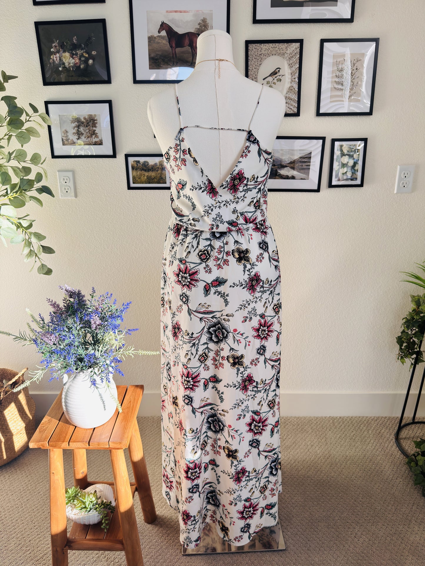 LOFT Floral Spaghetti Strap Wide-Leg Jumpsuit - Size 6