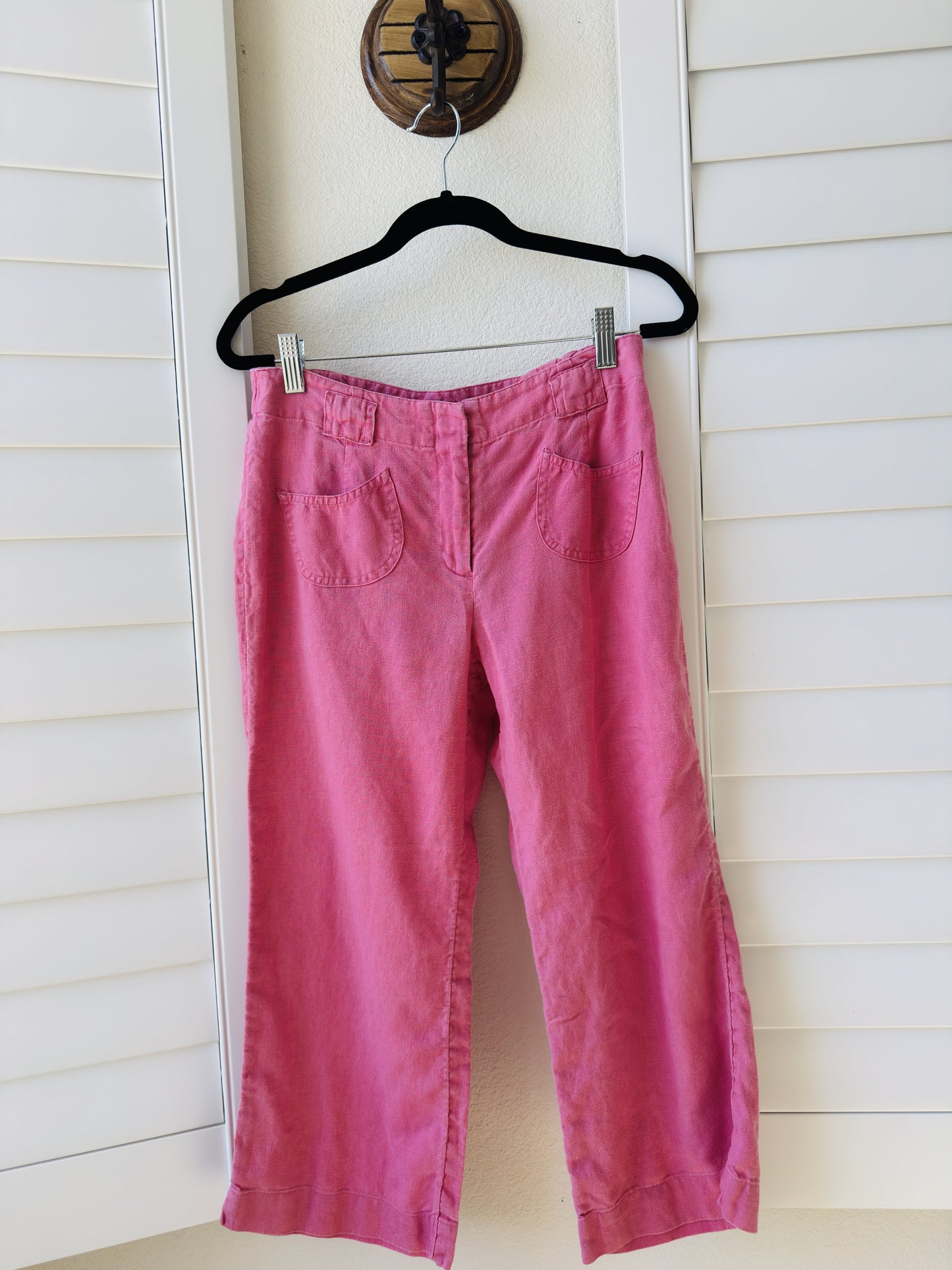J.Jill Pink Linen Wide Leg Cropped Pants Size 4P