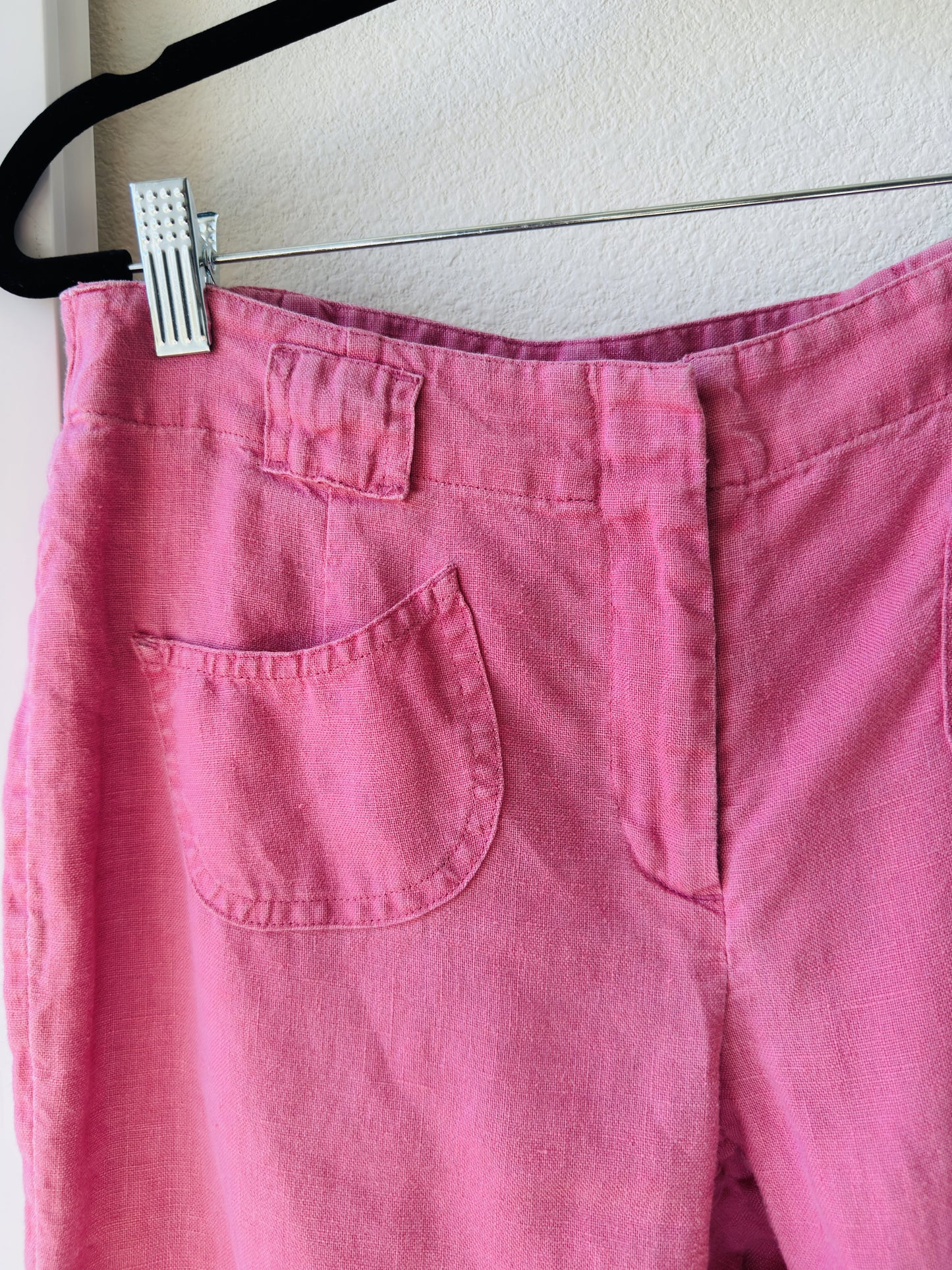 J.Jill Pink Linen Wide Leg Cropped Pants Size 4P