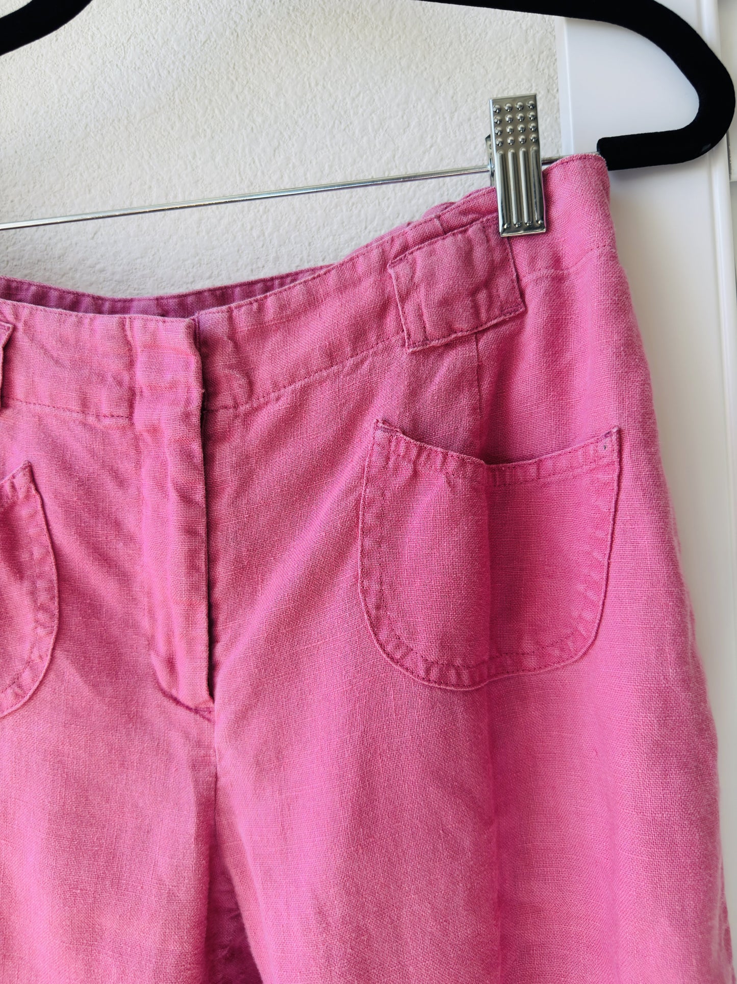 J.Jill Pink Linen Wide Leg Cropped Pants Size 4P