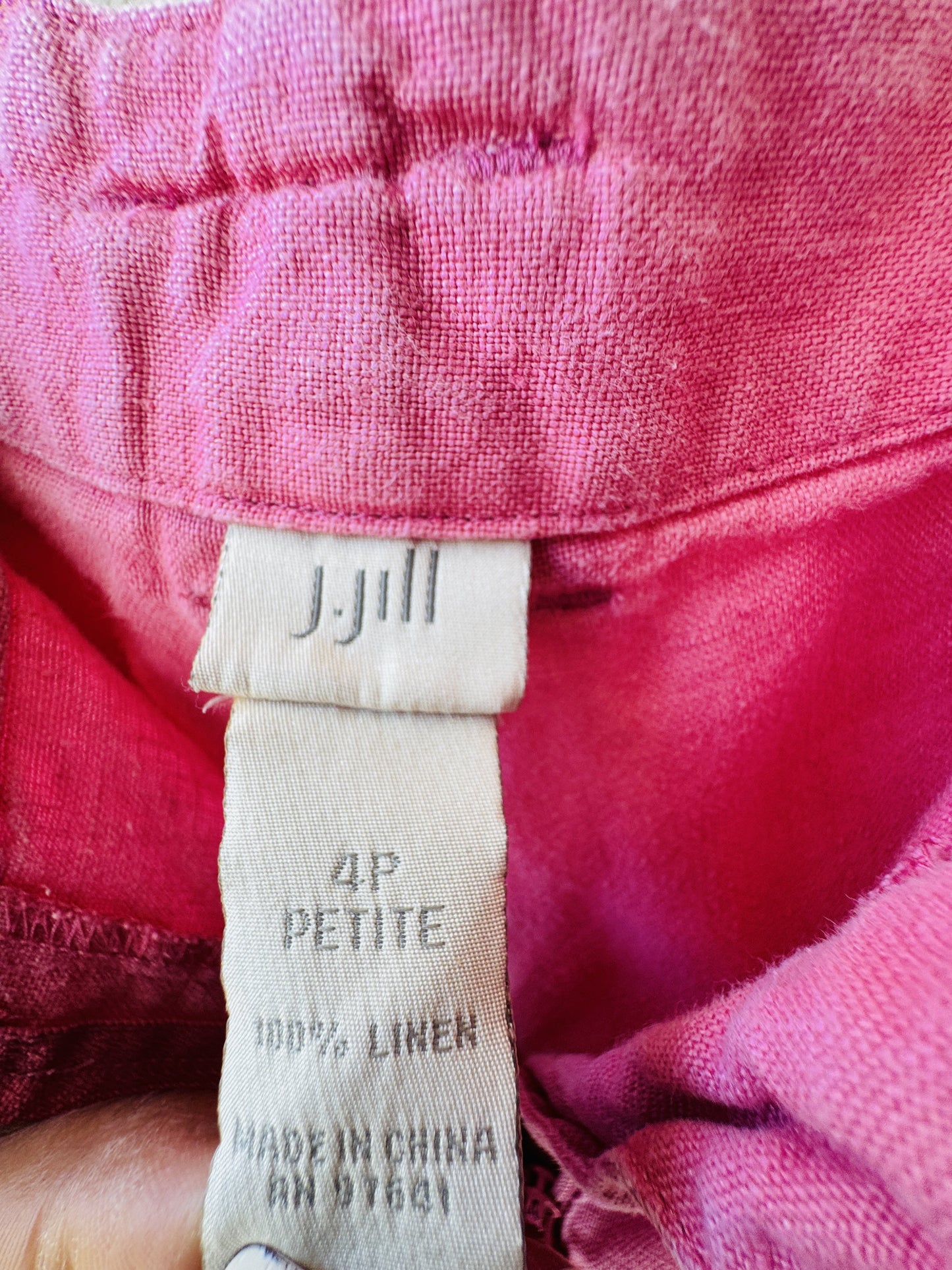 J.Jill Pink Linen Wide Leg Cropped Pants Size 4P