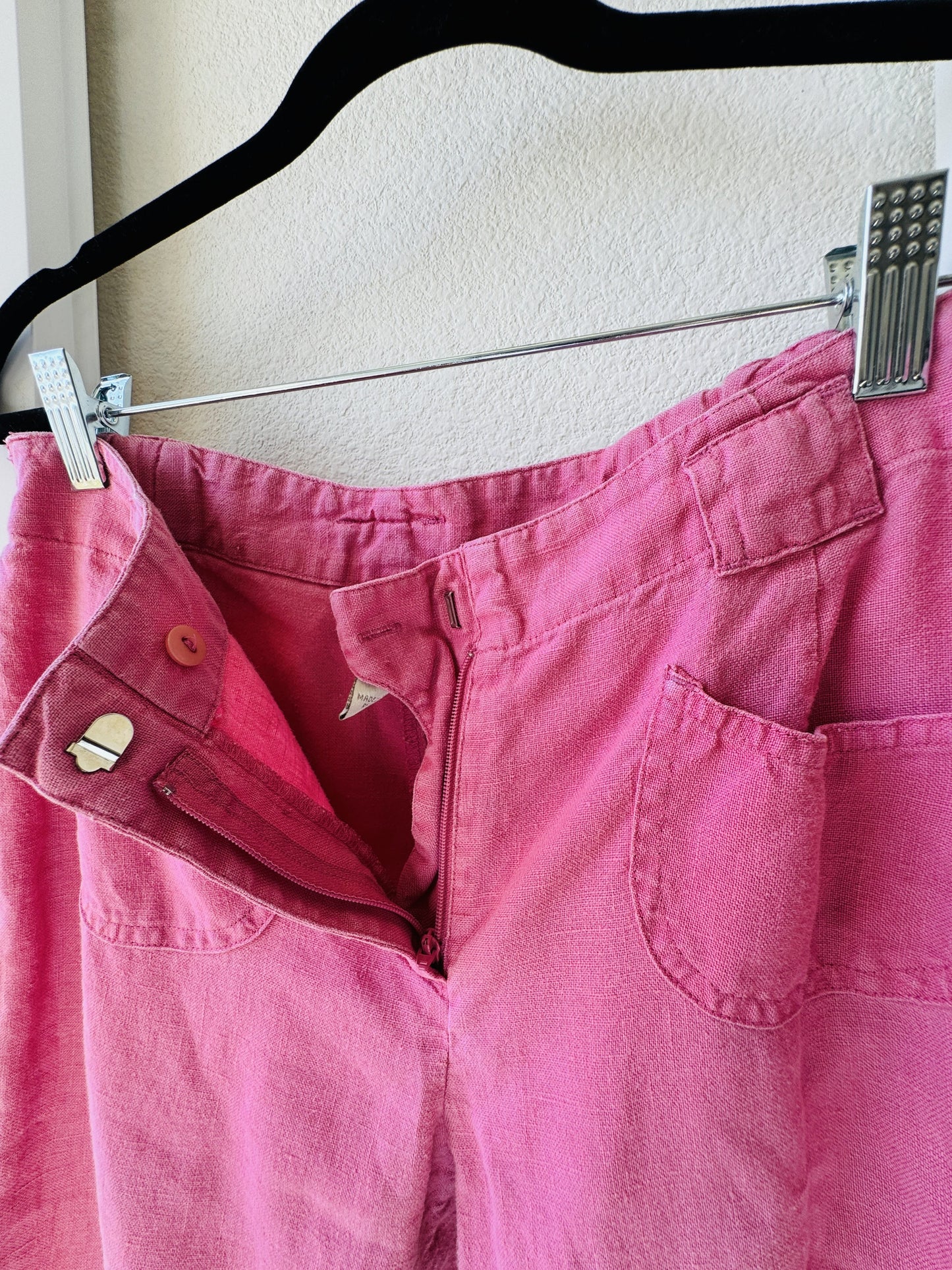 J.Jill Pink Linen Wide Leg Cropped Pants Size 4P