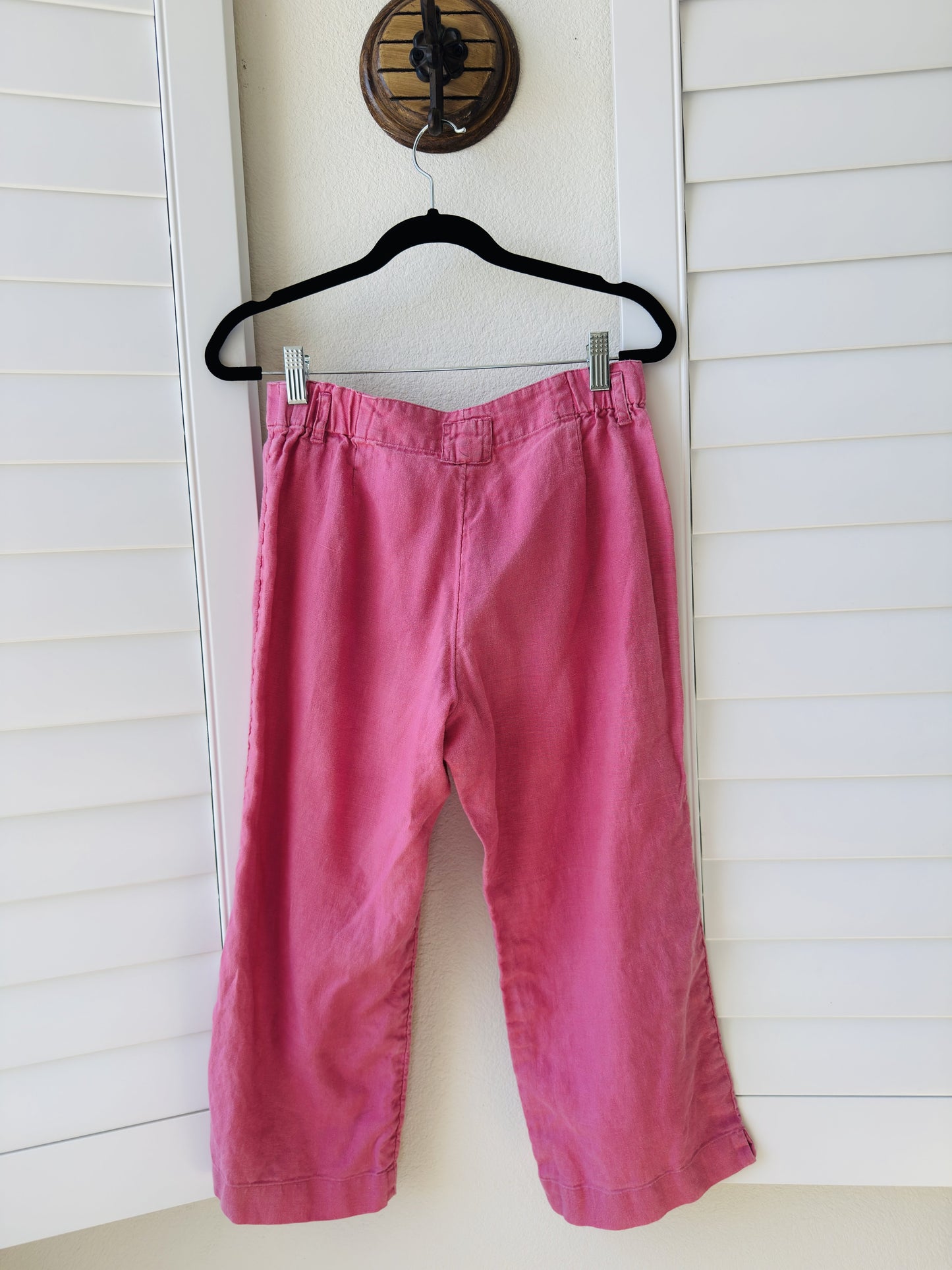 J.Jill Pink Linen Wide Leg Cropped Pants Size 4P