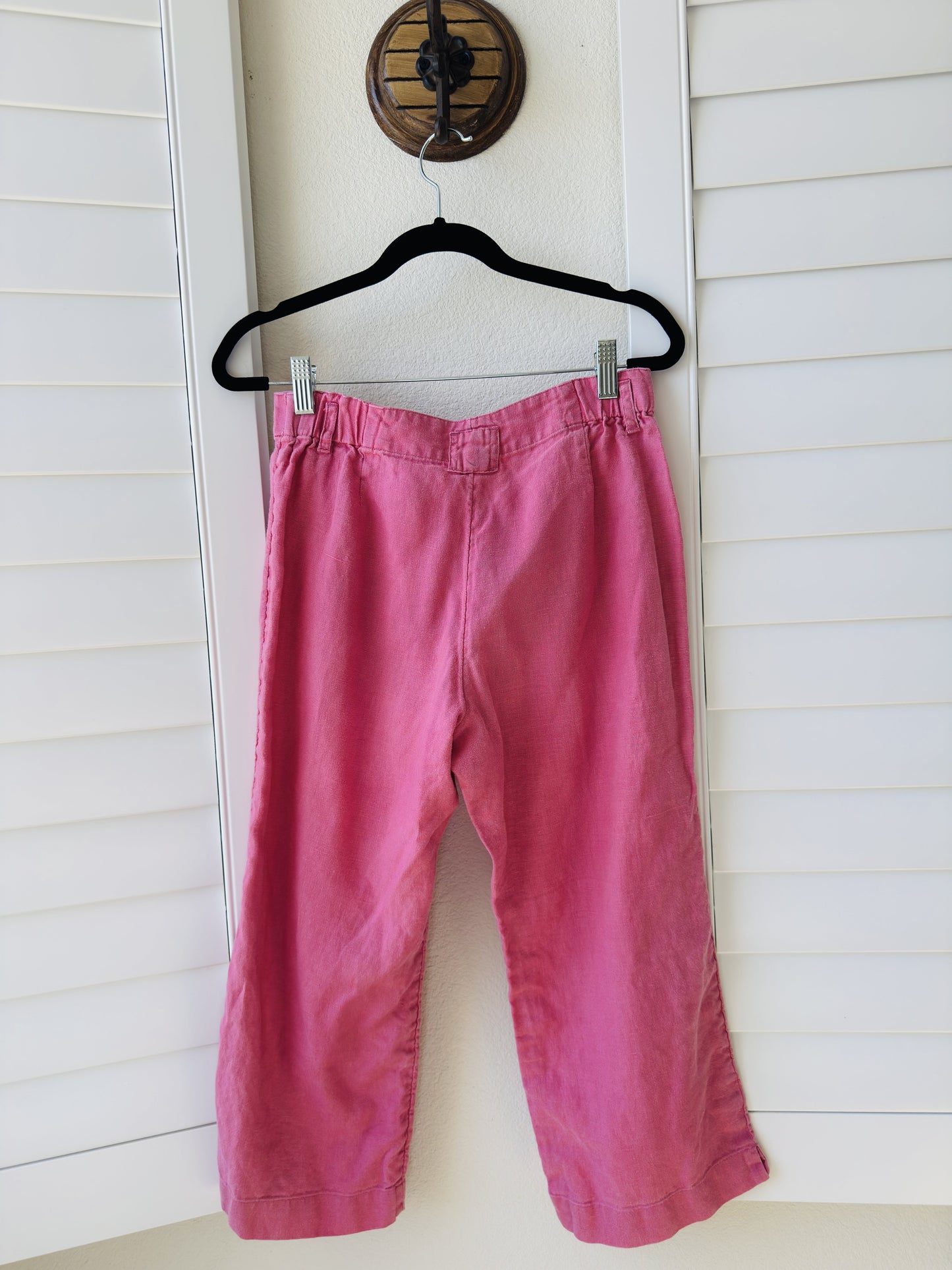 J.Jill Pink Linen Wide Leg Cropped Pants Size 4P