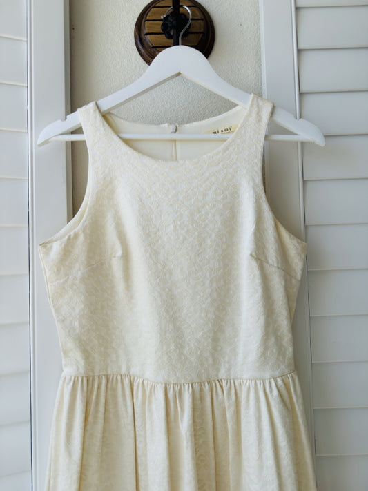 Miami Ivory Textured Sleeveless Fit & Flare Dress - Size Medium