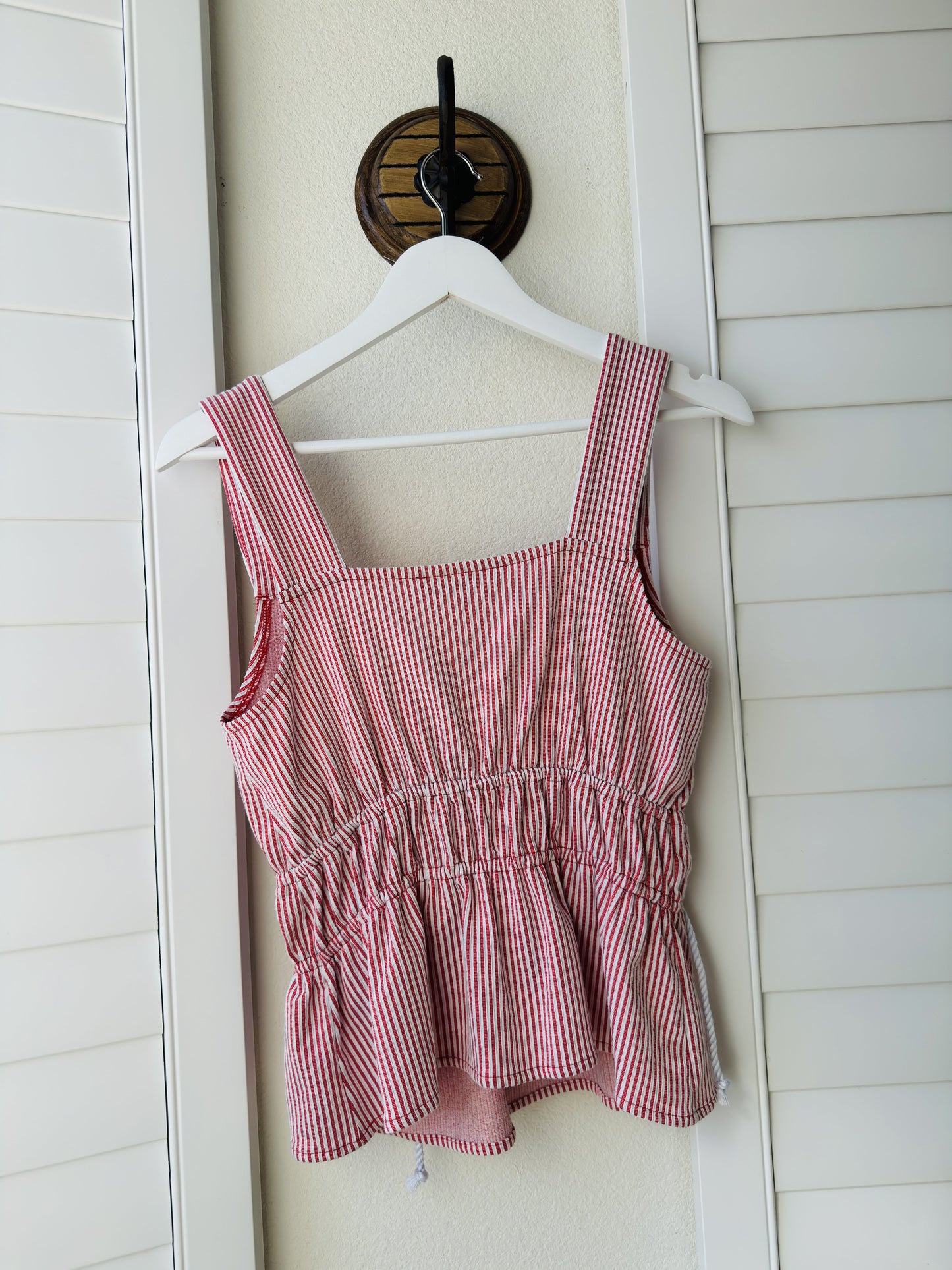 LOFT Red & White Striped Peplum Tank Top Size S