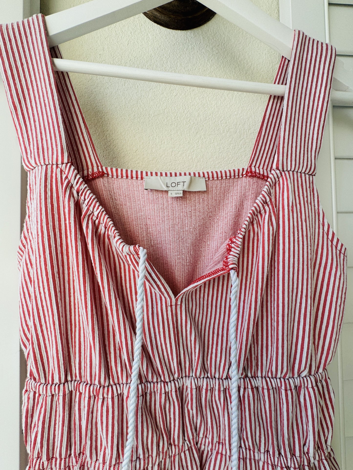 LOFT Red & White Striped Peplum Tank Top Size S