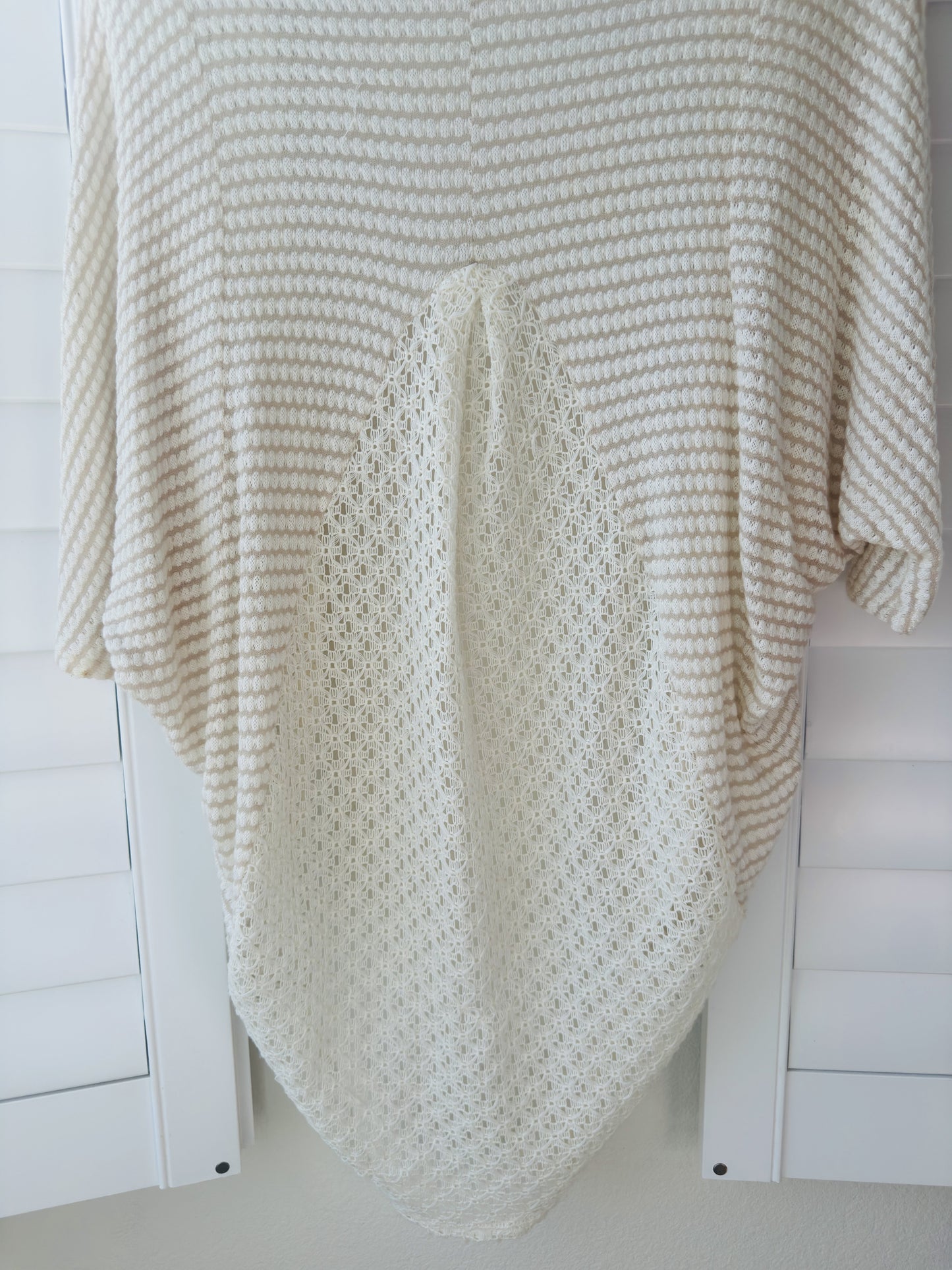 Blue Rain Cream Crochet Open Front Cardigan Size S