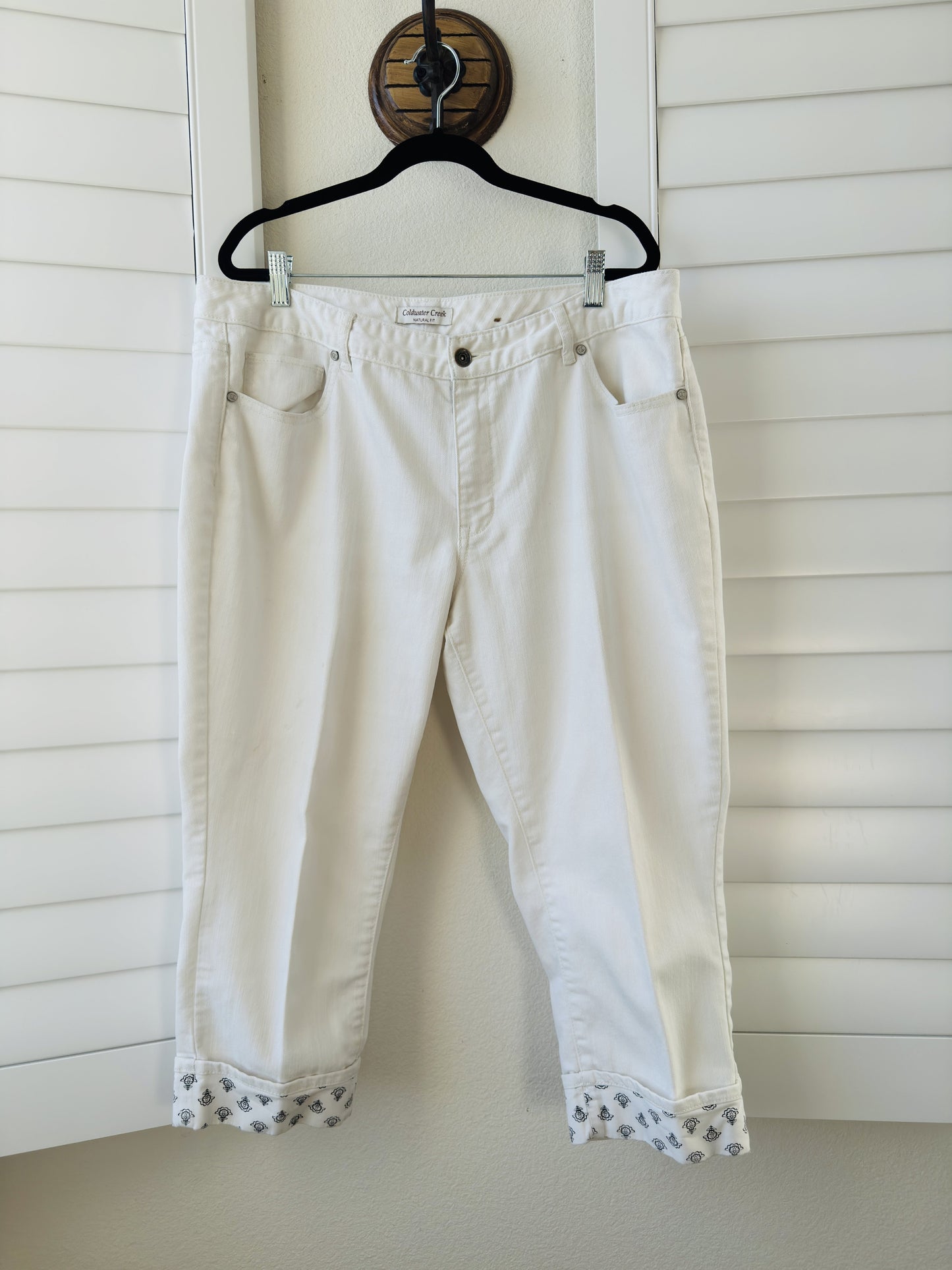Coldwater Creek White Natural Fit Cropped Pants Size 16