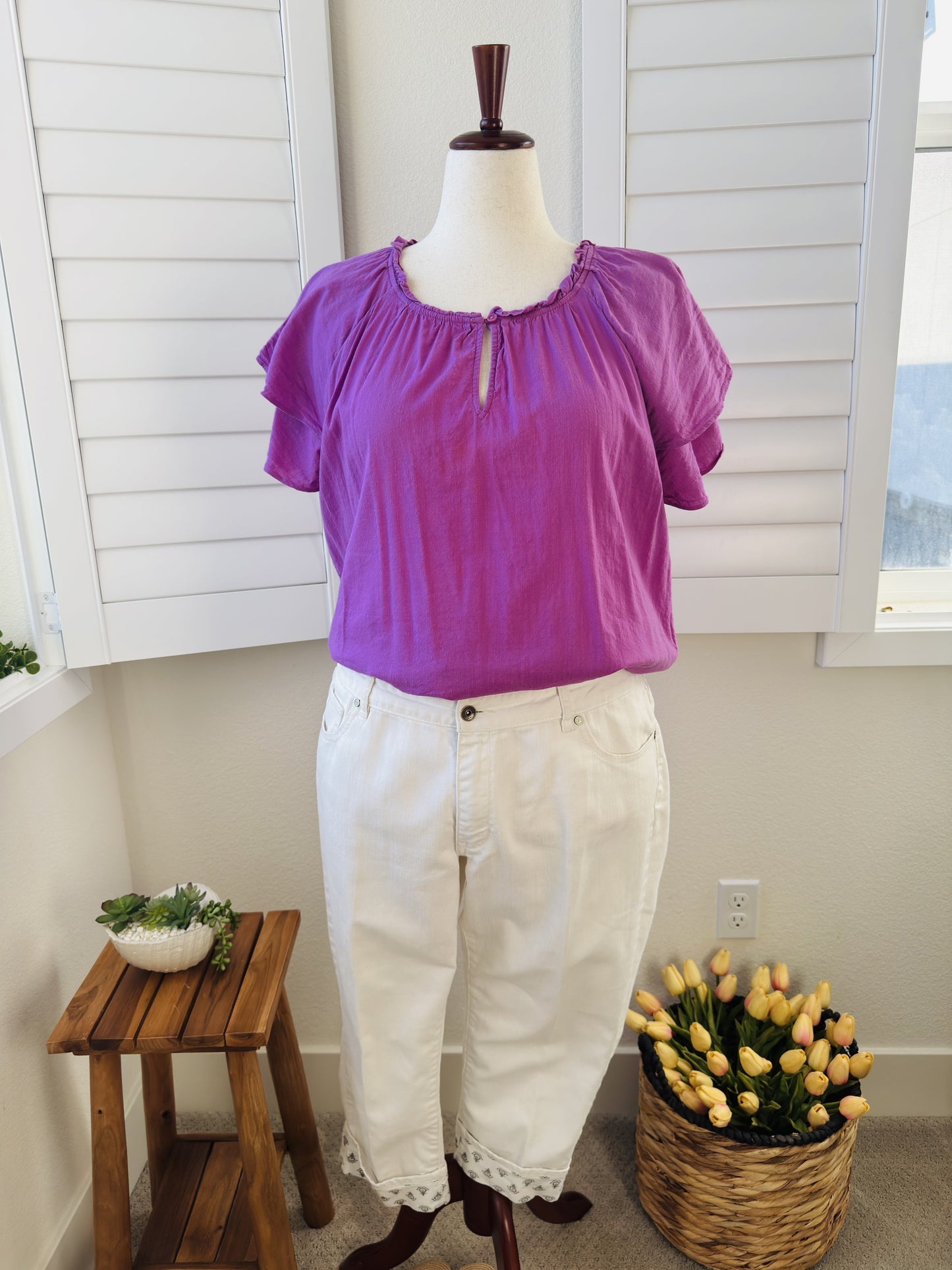 Coldwater Creek White Natural Fit Cropped Pants Size 16