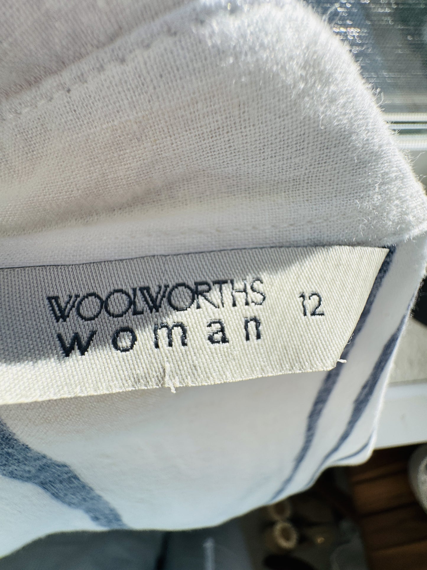 Woolworths Woman Striped Linen Blend Tunic Shirt - Size 12