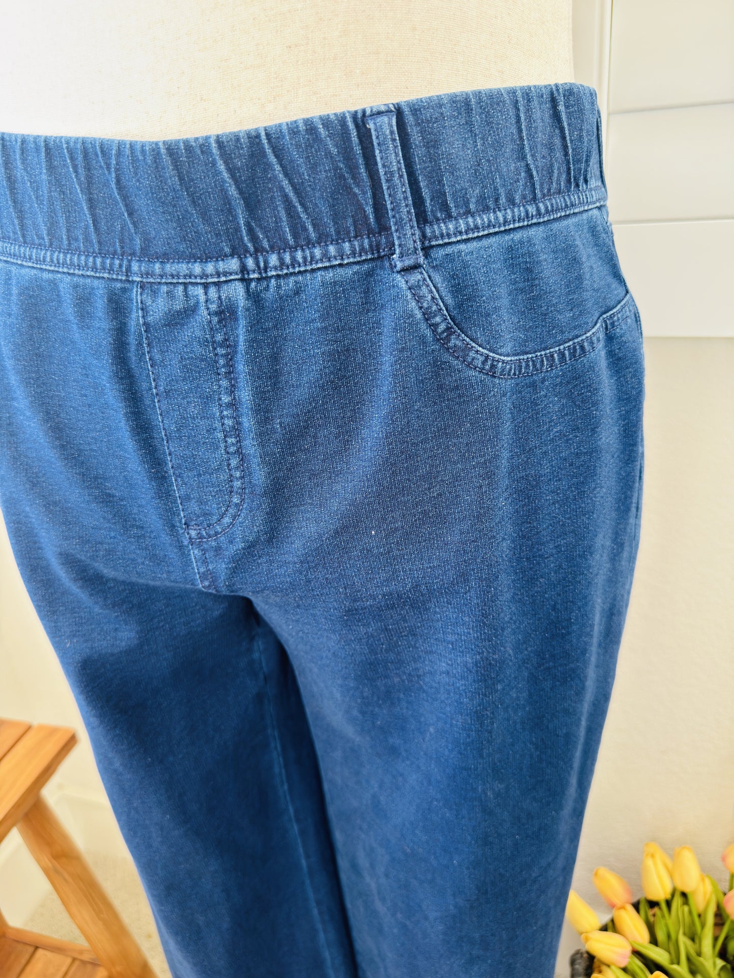 Lands' End Blue Pull-On Denim Elastic Waist Pants Size XL/P 18