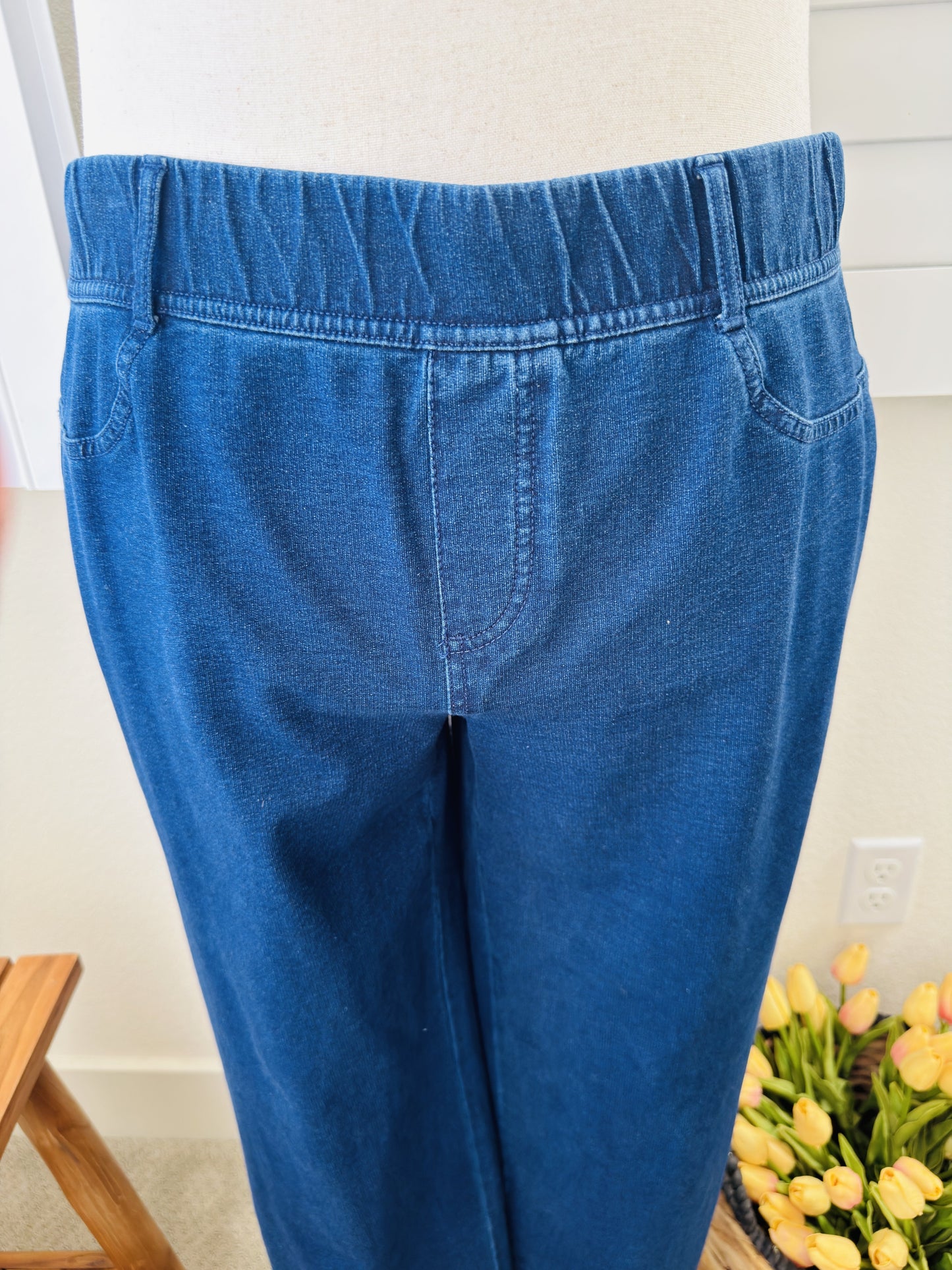 Lands' End Blue Pull-On Denim Elastic Waist Pants Size XL/P 18
