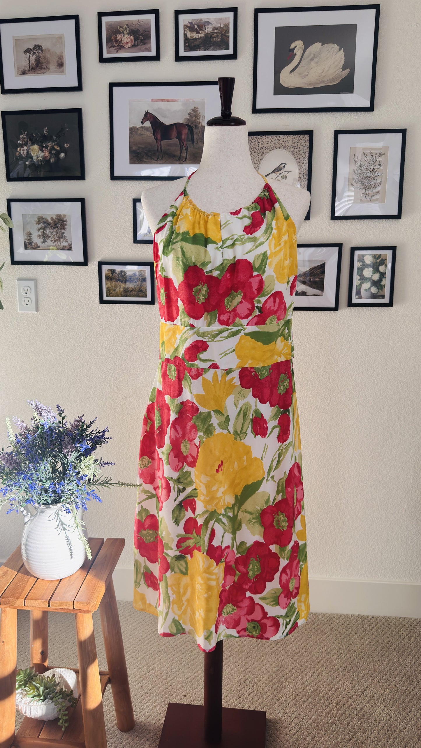 Ann Taylor LOFT Floral Halter Neck Midi Dress - Size 12