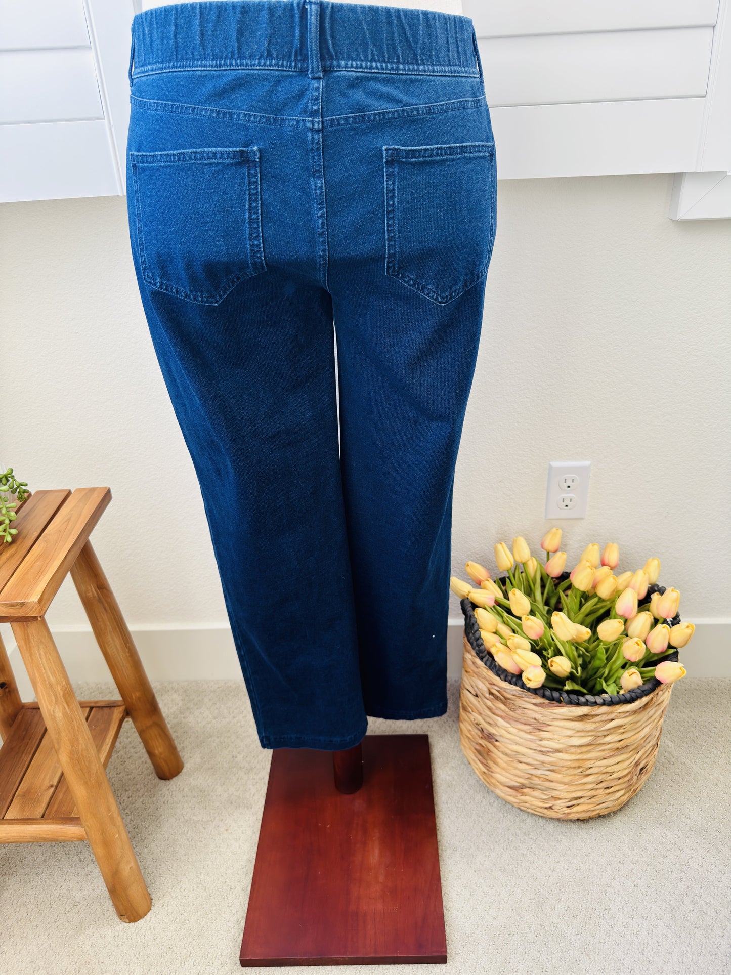 Lands' End Blue Pull-On Denim Elastic Waist Pants Size XL/P 18