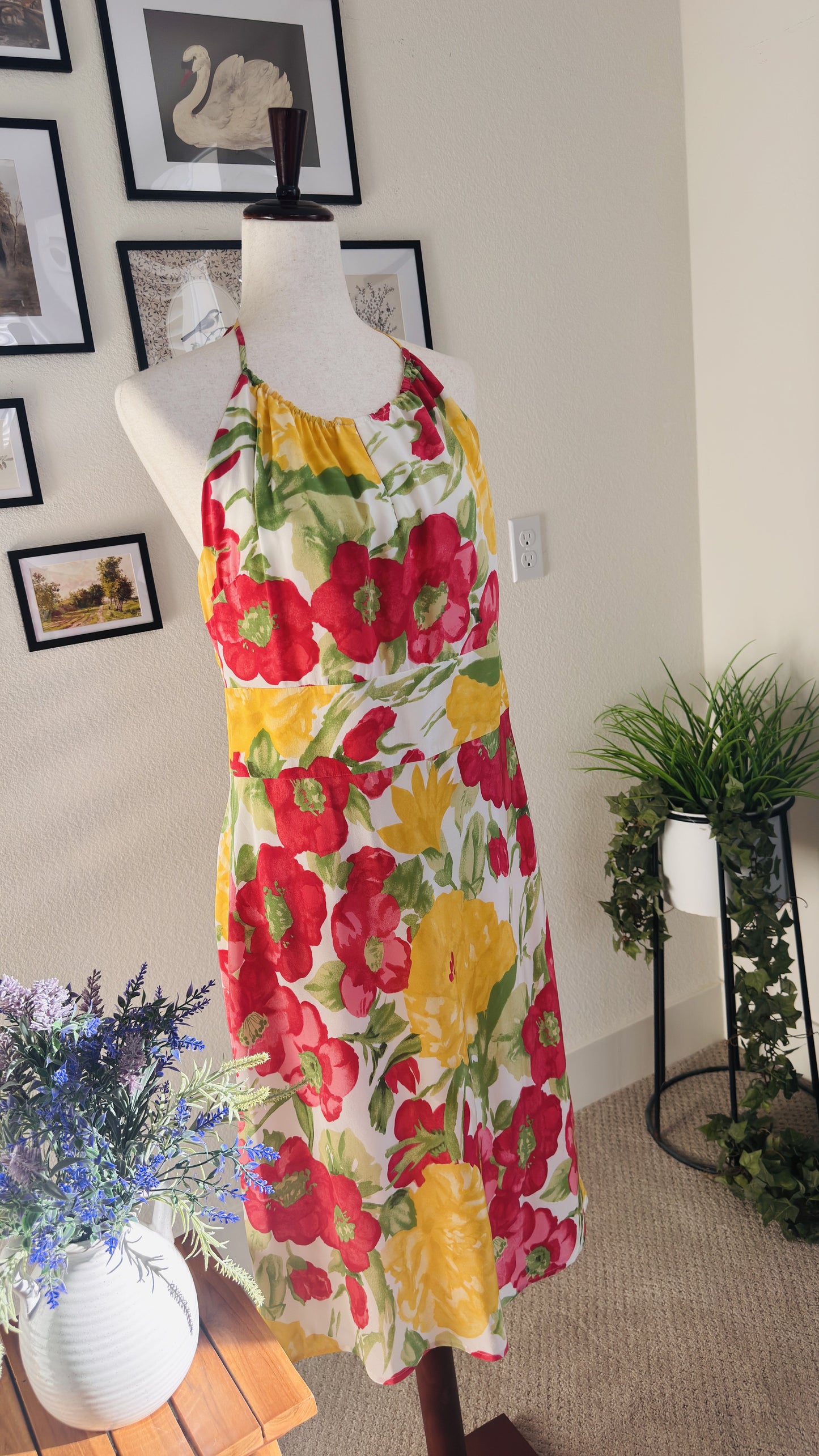 Ann Taylor LOFT Floral Halter Neck Midi Dress - Size 12