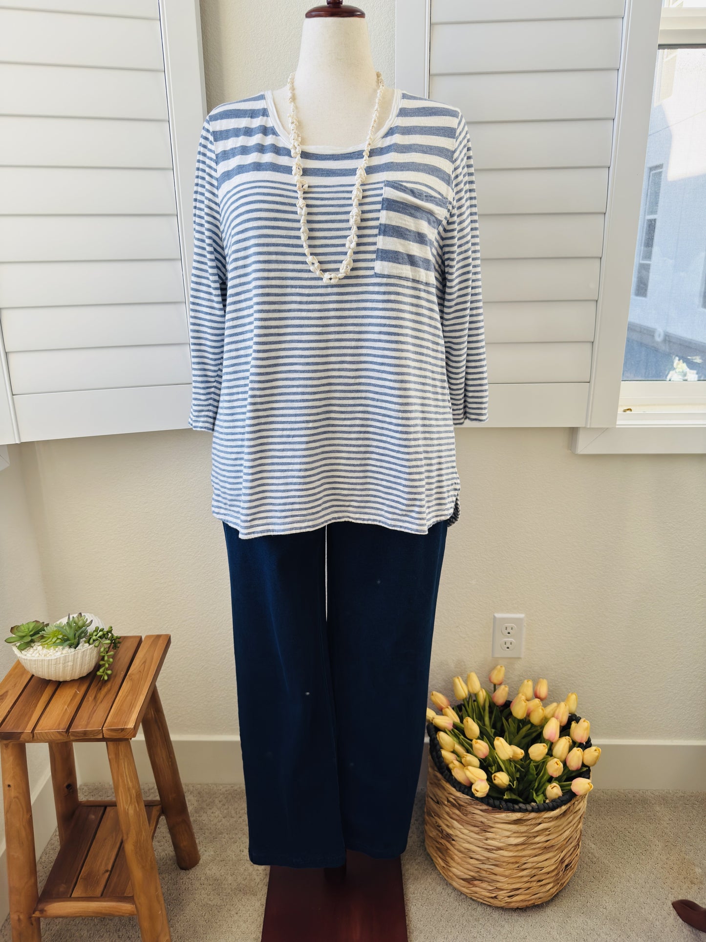 Lands' End Blue Pull-On Denim Elastic Waist Pants Size XL/P 18