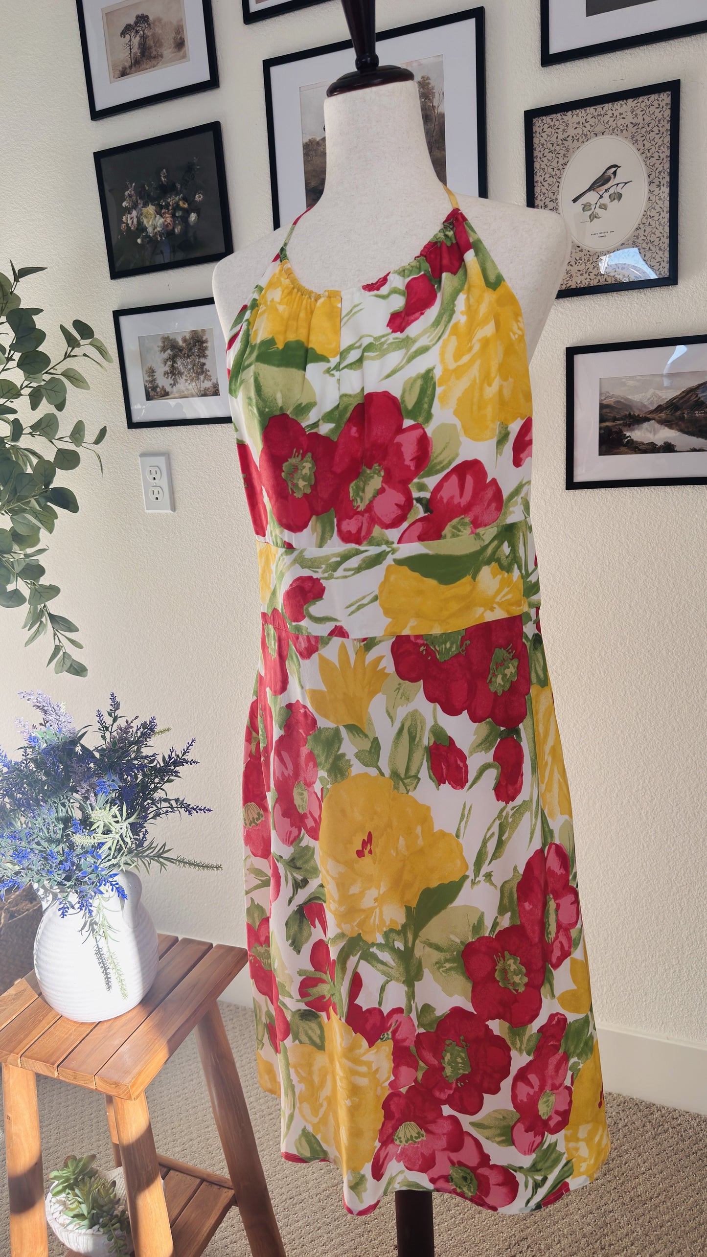Ann Taylor LOFT Floral Halter Neck Midi Dress - Size 12