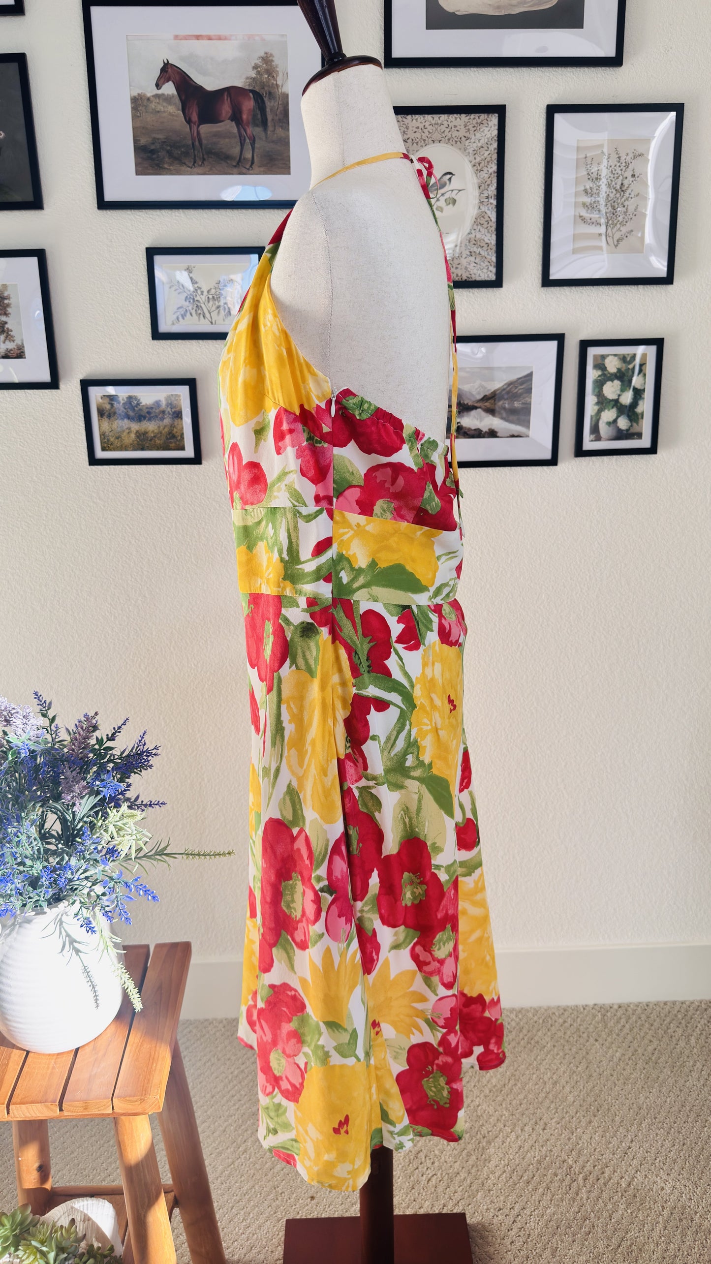 Ann Taylor LOFT Floral Halter Neck Midi Dress - Size 12