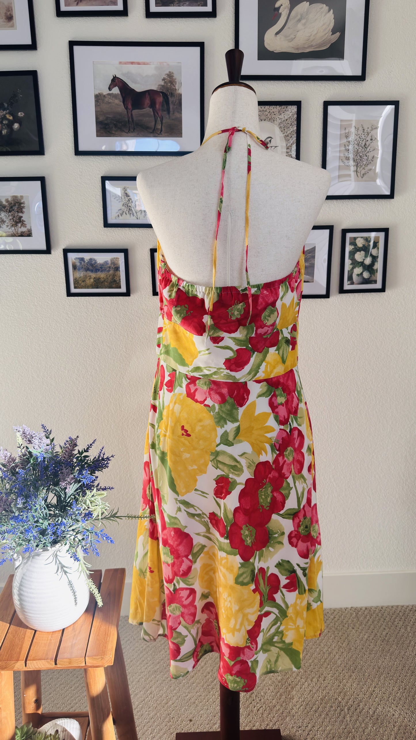 Ann Taylor LOFT Floral Halter Neck Midi Dress - Size 12