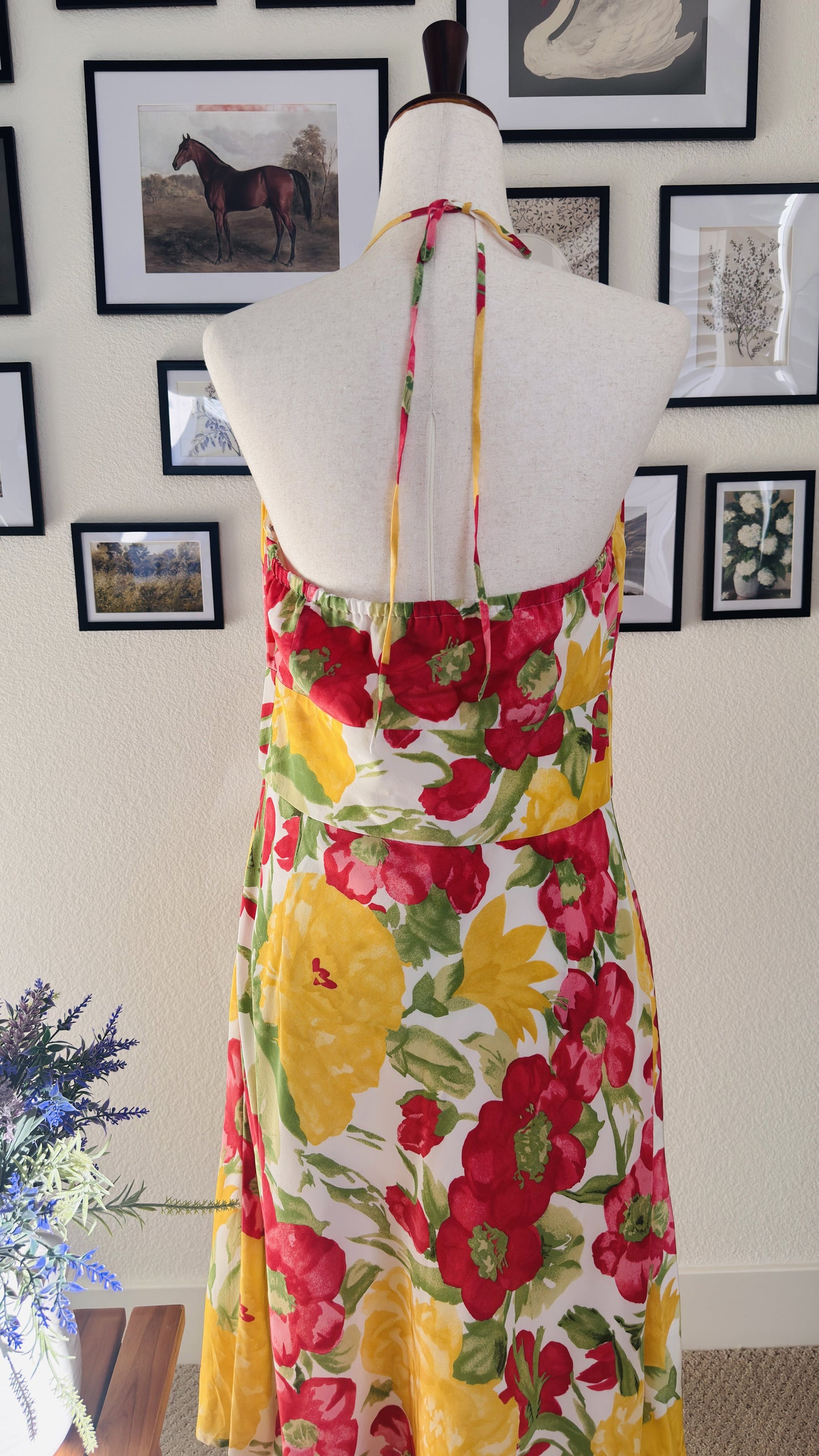 Ann Taylor LOFT Floral Halter Neck Midi Dress - Size 12