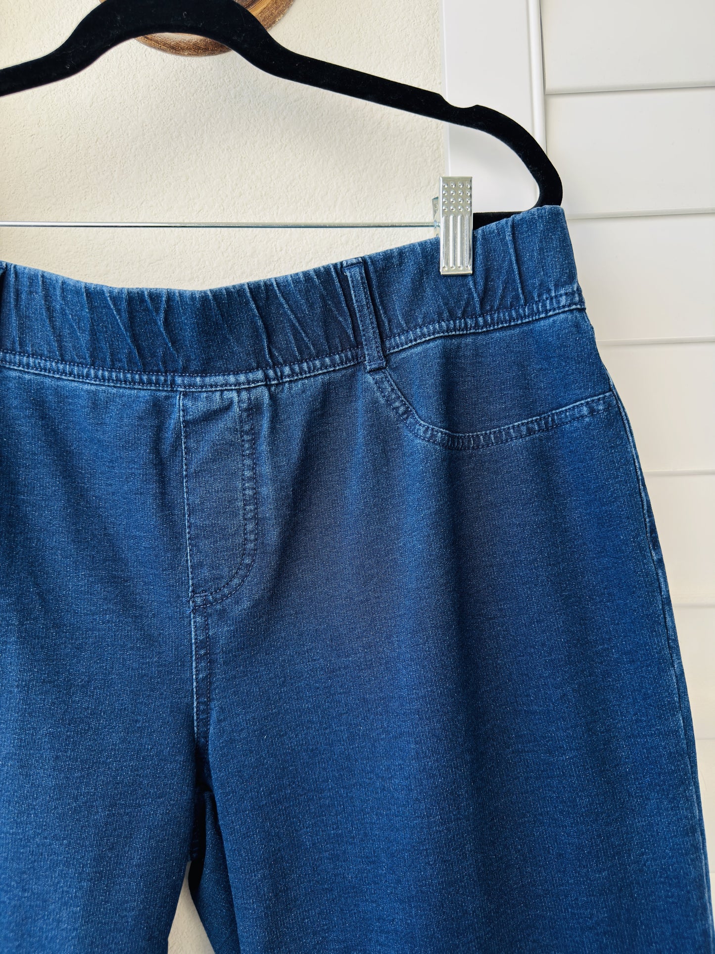 Lands' End Blue Pull-On Denim Elastic Waist Pants Size XL/P 18
