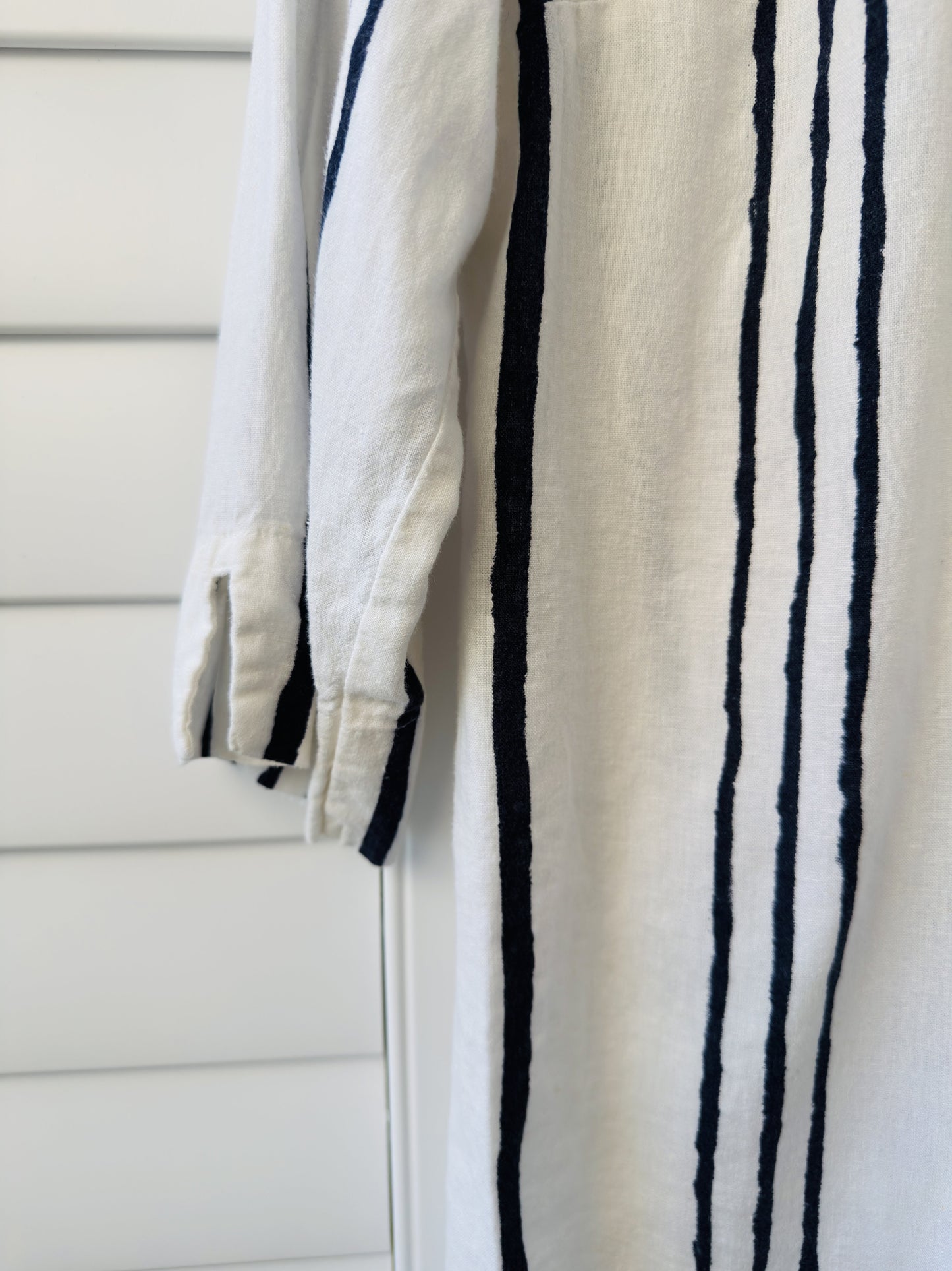 Woolworths Woman Striped Linen Blend Tunic Shirt - Size 12