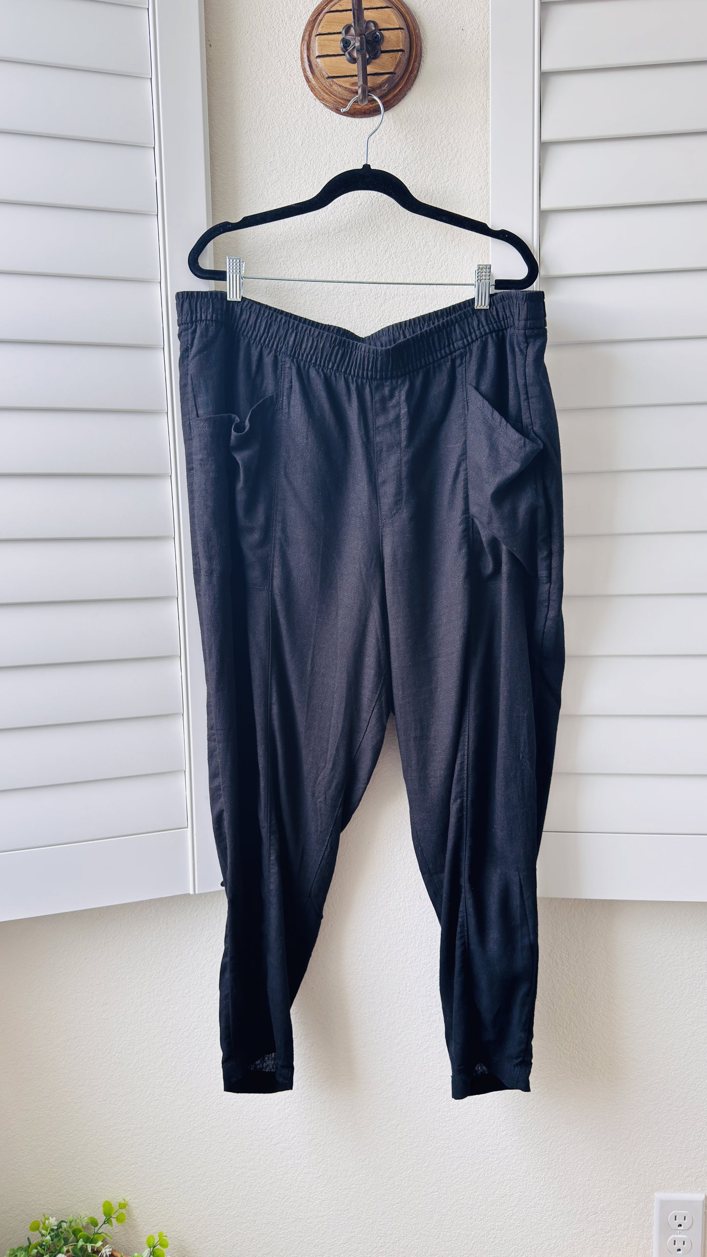 Old Navy Black Linen-Blend Casual Pants Size XL