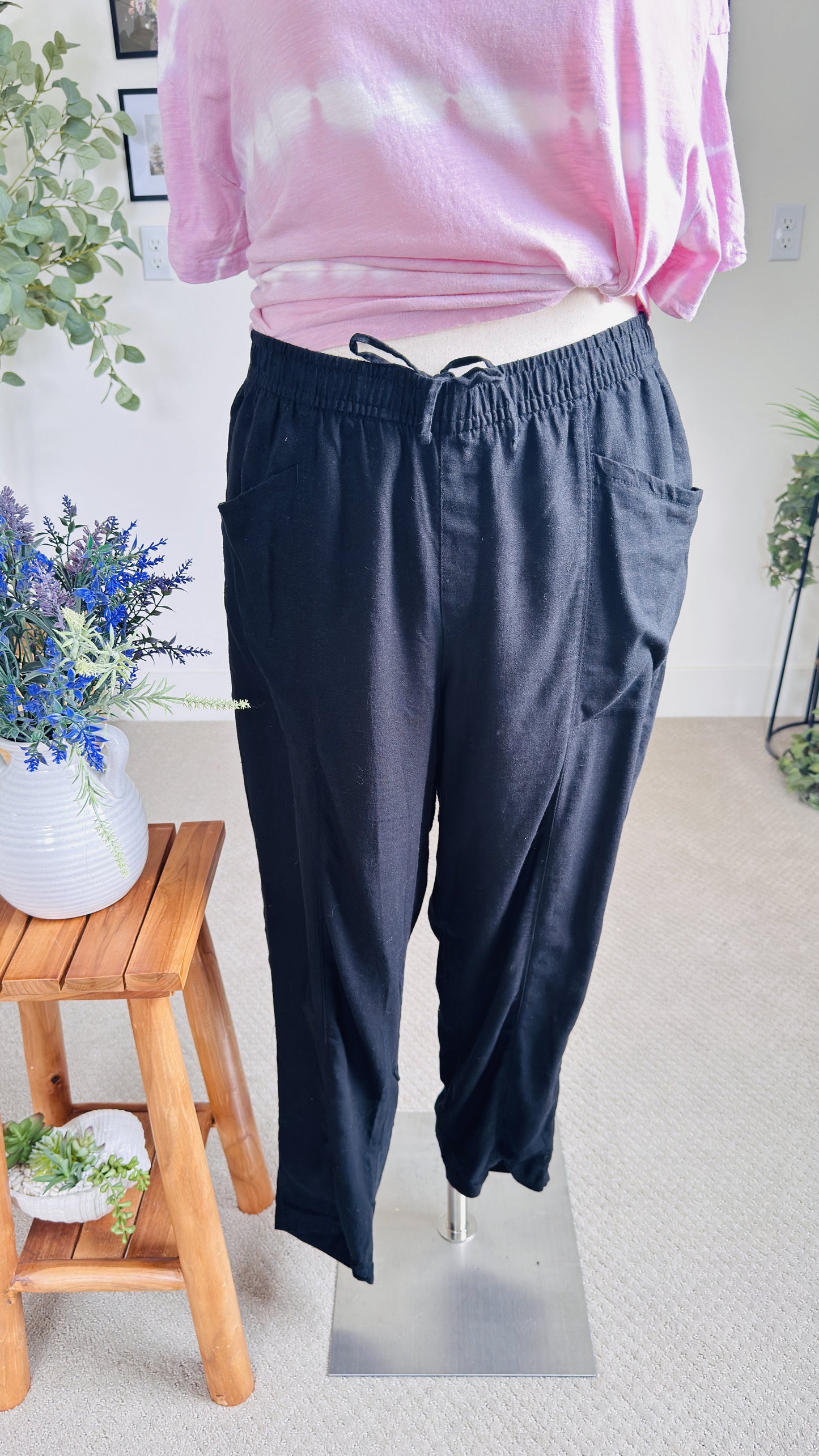 Old Navy Black Linen-Blend Casual Pants Size XL