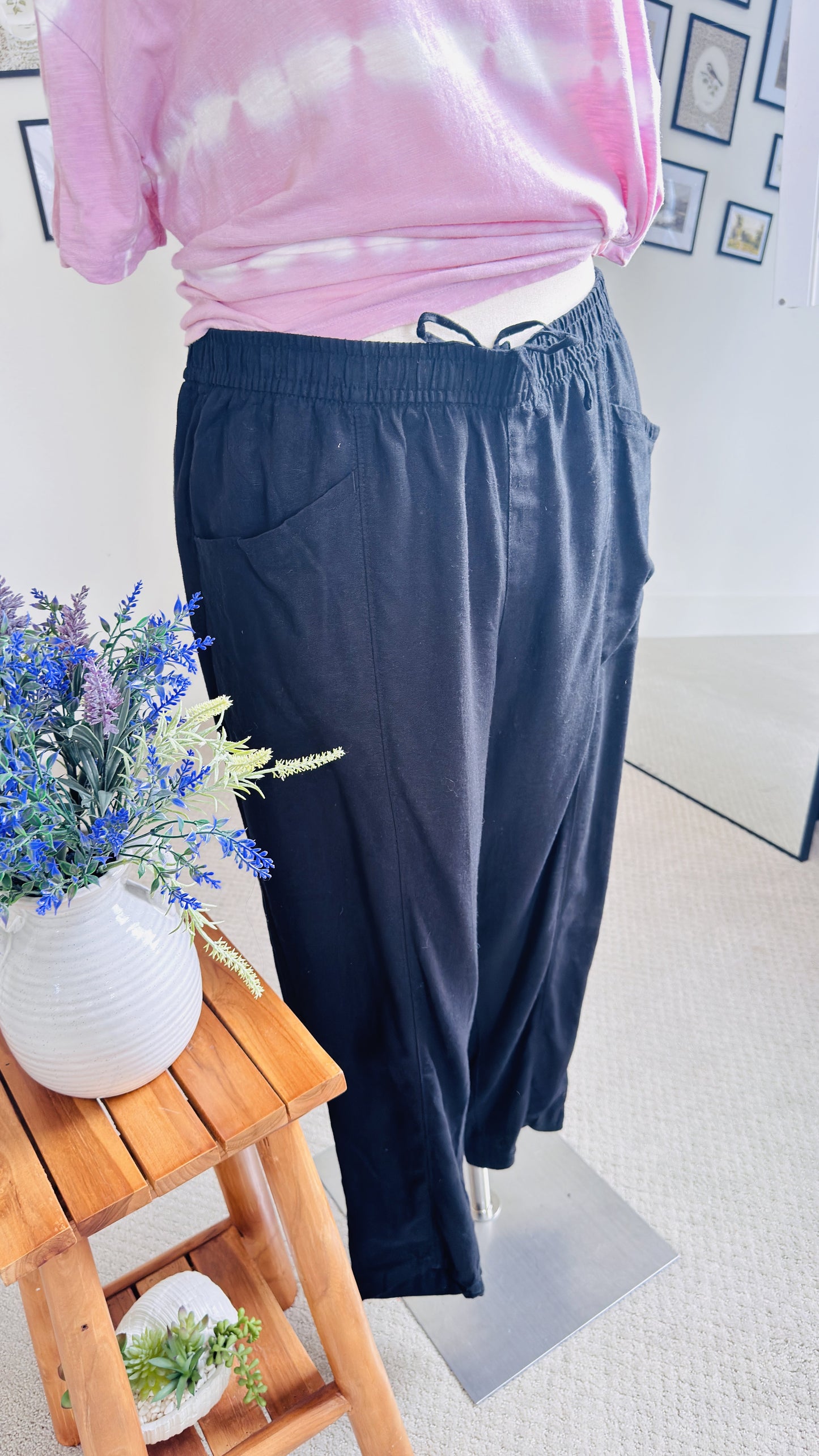 Old Navy Black Linen-Blend Casual Pants Size XL
