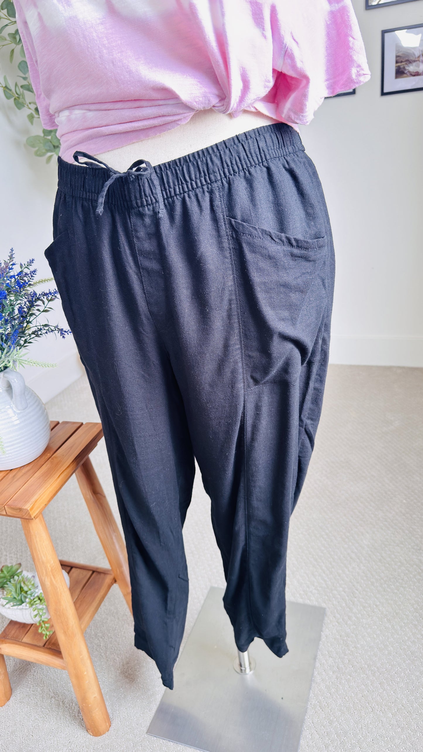 Old Navy Black Linen-Blend Casual Pants Size XL