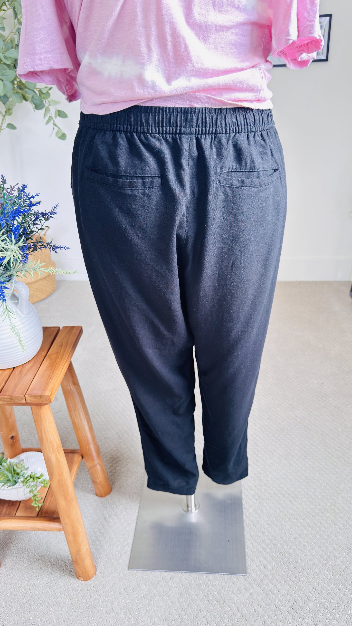 Old Navy Black Linen-Blend Casual Pants Size XL