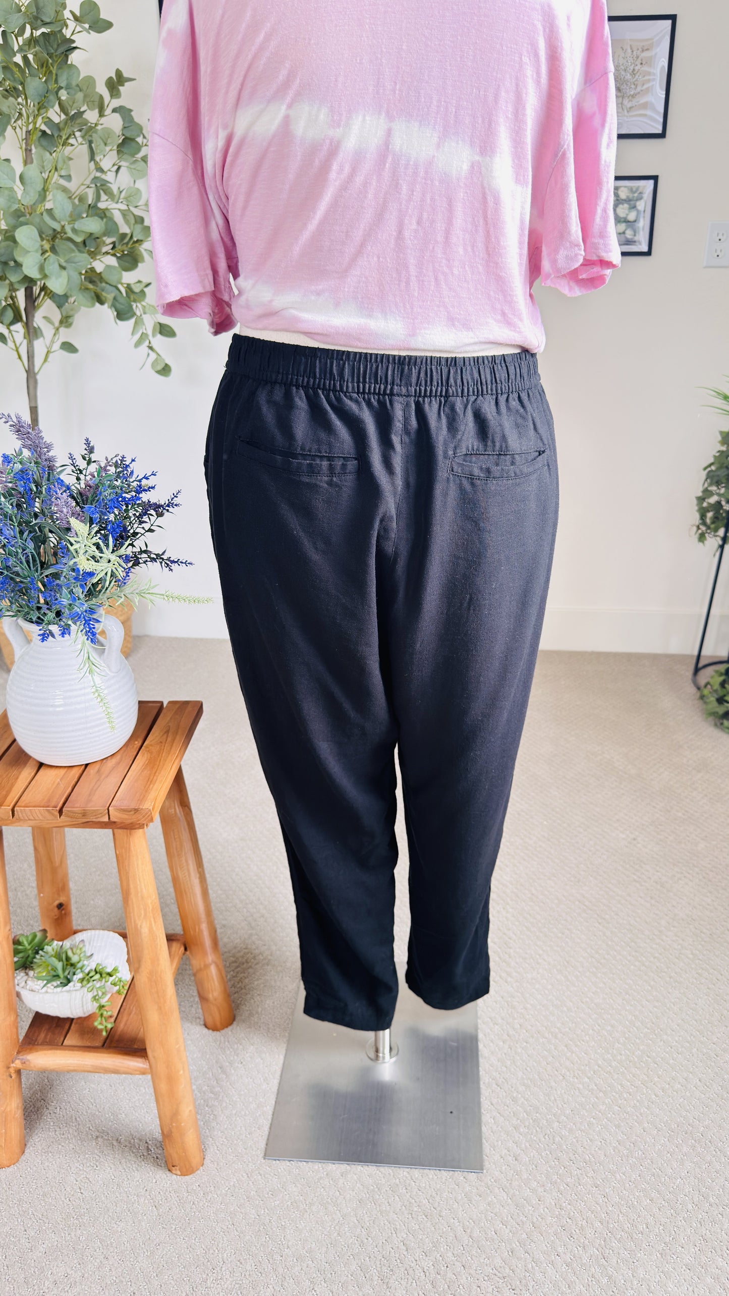 Old Navy Black Linen-Blend Casual Pants Size XL