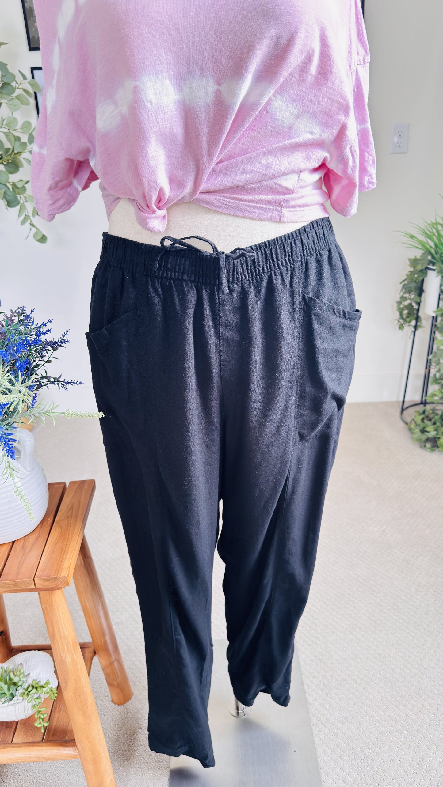Old Navy Black Linen-Blend Casual Pants Size XL