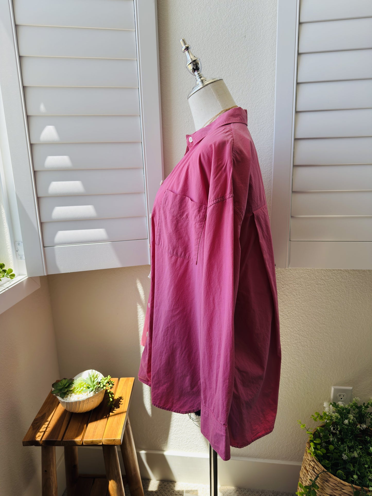 Madewell Oversized Button-Down Shirt Pink Size S