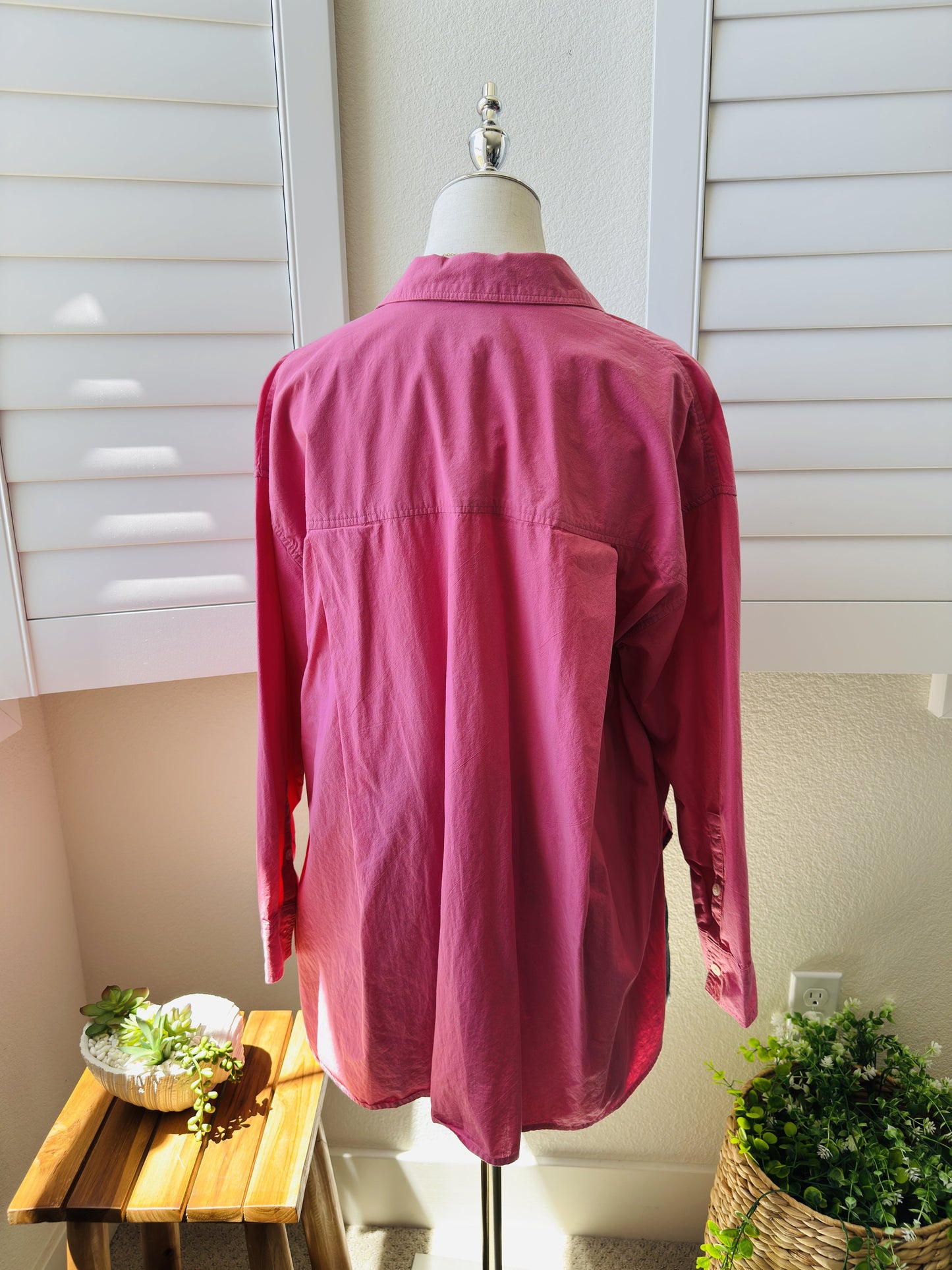 Madewell Oversized Button-Down Shirt Pink Size S