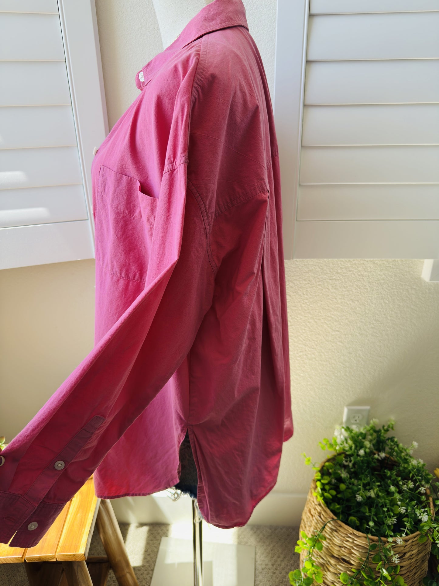 Madewell Oversized Button-Down Shirt Pink Size S