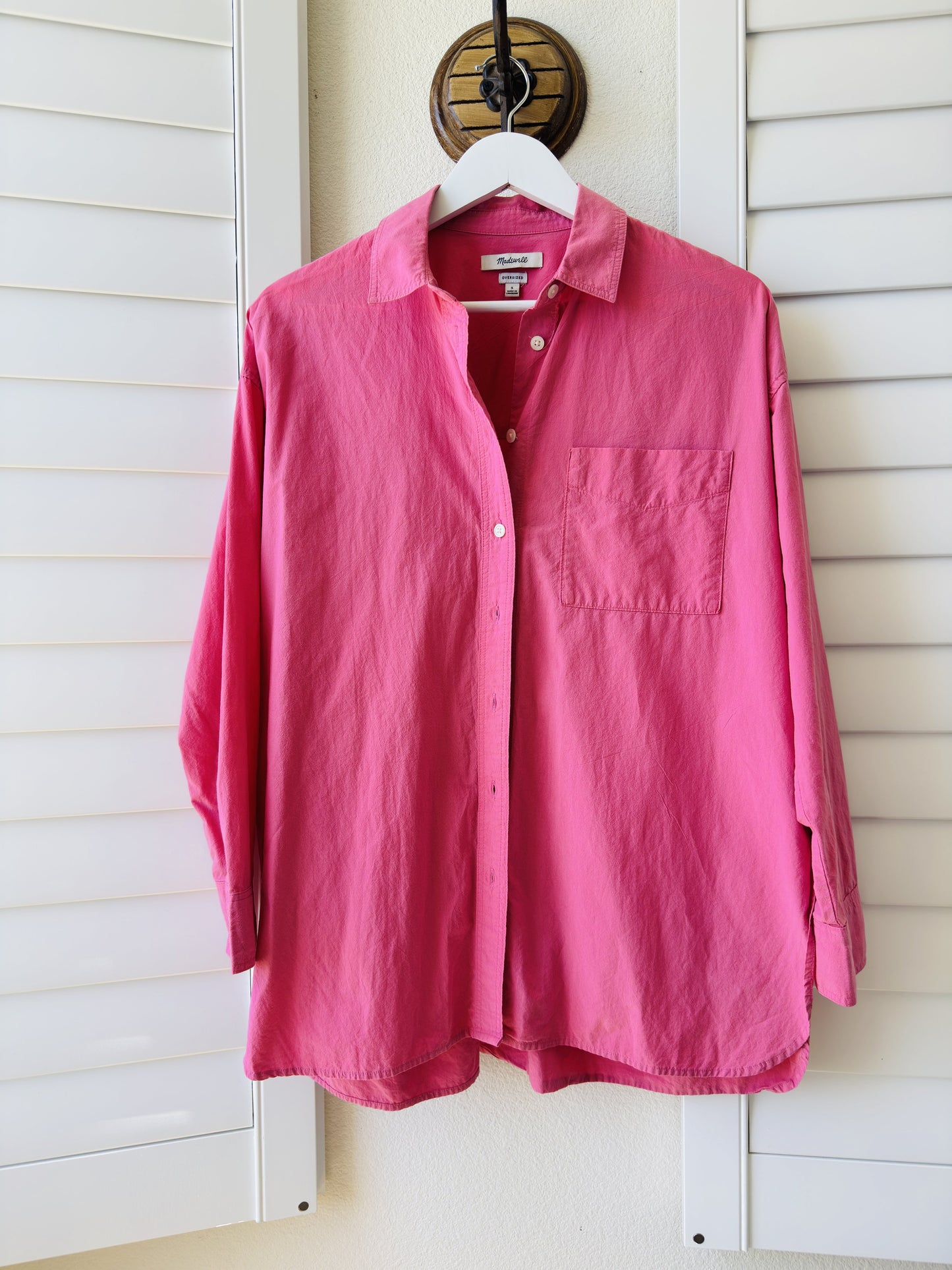 Madewell Oversized Button-Down Shirt Pink Size S